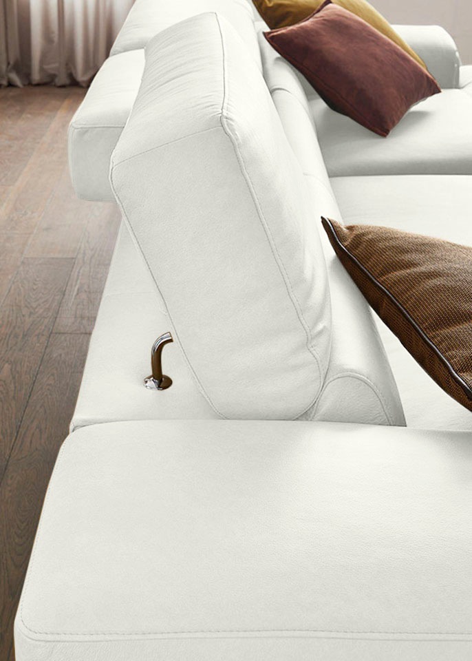 W.SCHILLIG Ecksofa »piedroo, Designsofa mit tollem Sitzkomfort, bequem und elegant, L-Form«, Kopfteilverstellung, wahlweise mit Sitztiefenverstellung, Breite 343cm