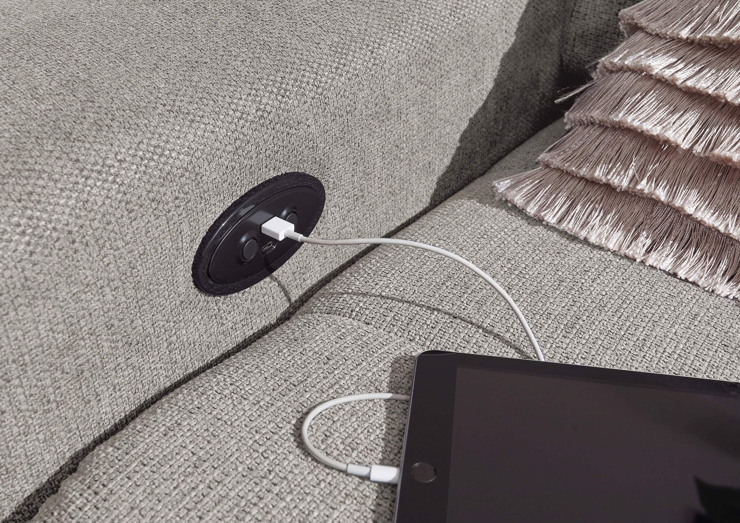 ED EXCITING DESIGN Ecksofa »Rockdale L-Form mit Bettfunktion, Bettkasten«, Kopfteilverstellung, Sitztiefenverstellung & USB-Port