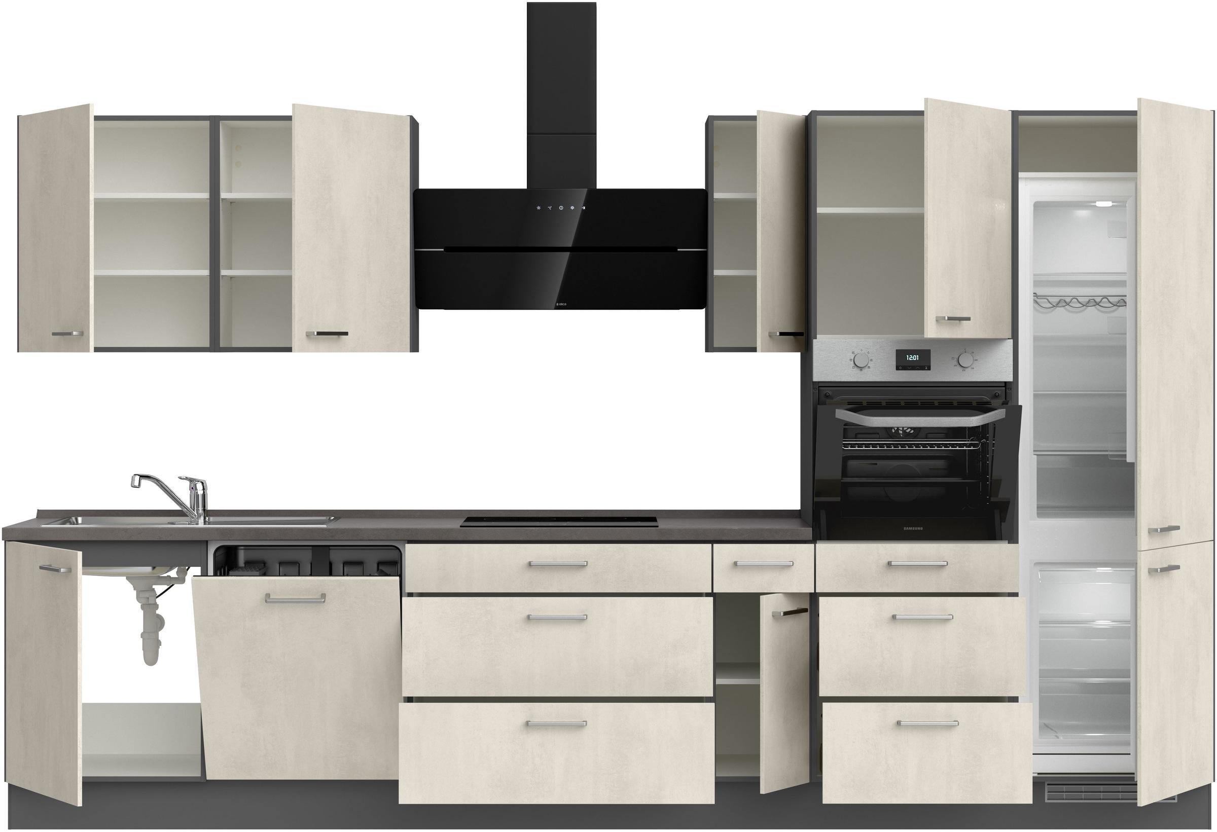 nobilia® Küchenzeile »"Riva II"«, vormontiert, Ausrichtung wählbar, Breite 360 cm, wahlw. mit E-Geräten