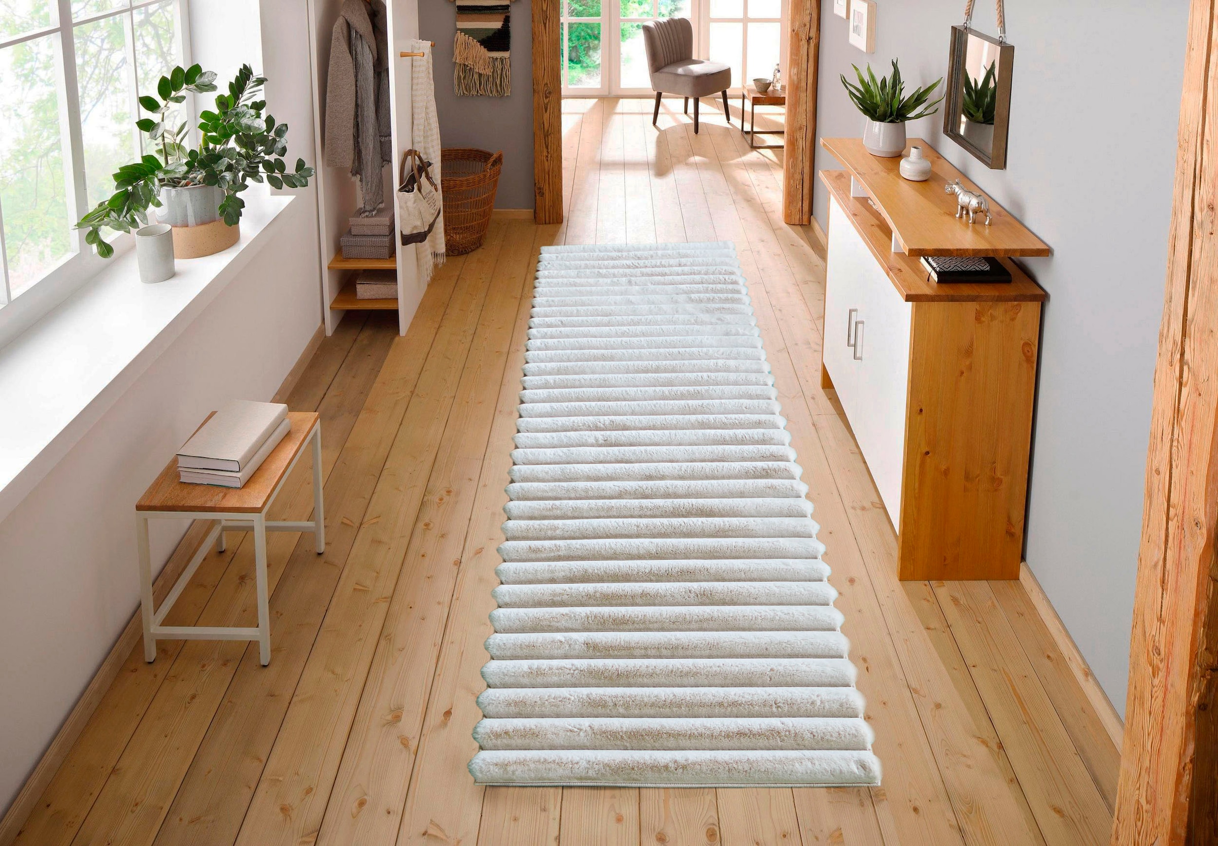 my home Läufer »Melanie, Kunstfellteppich, besonders weich, Hoch-Tief-Effekt«, rechteckig, 15 mm Höhe, Kaninchenfell Optik, Wohnzimmer, Schlafzimmer, Flur, auch rechteckig