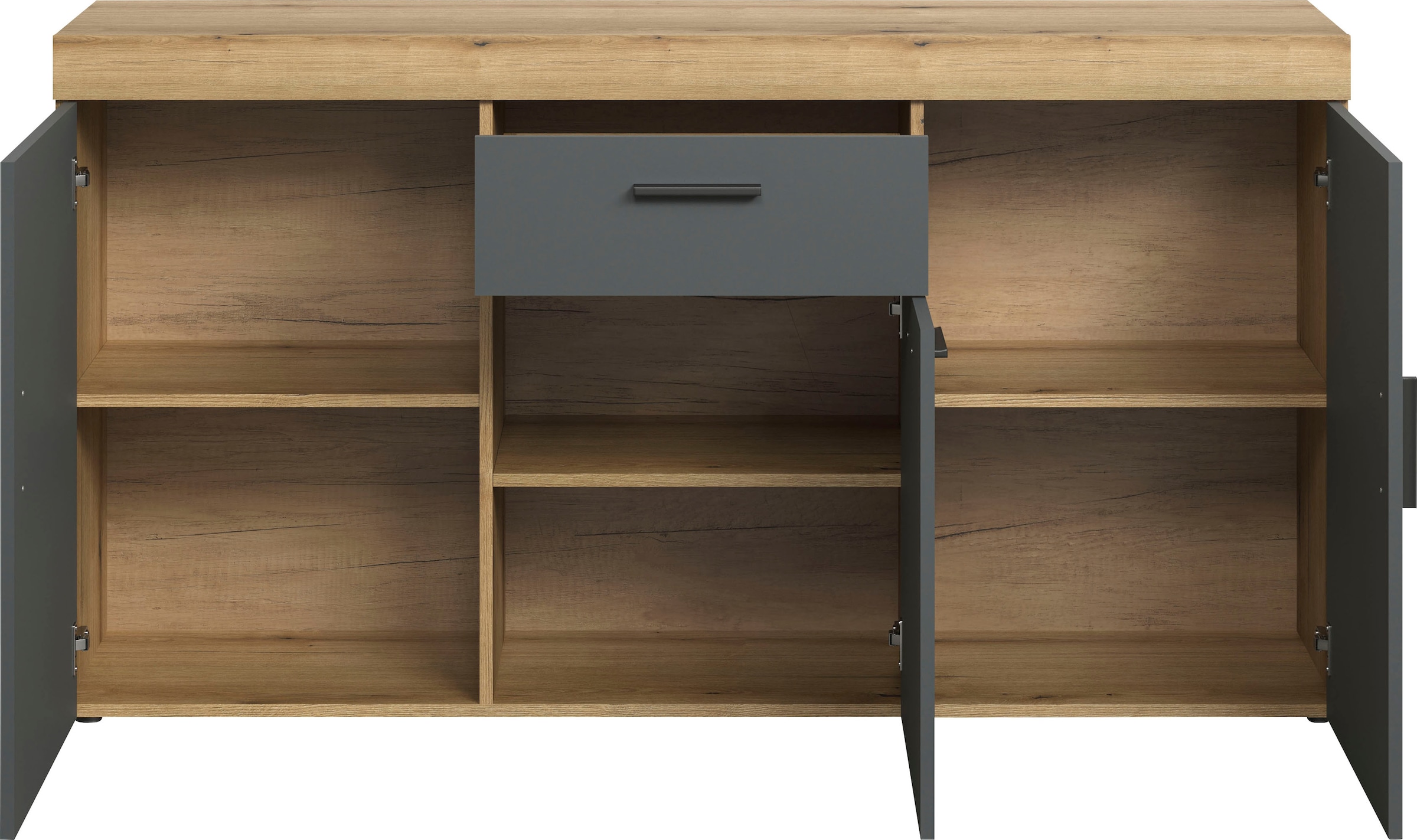 Home affaire Sideboard »Ghent«, (Packung, 1 St.), Kommode mit Hirnholzapplikationen - (B/T/H): 160/42/86 cm