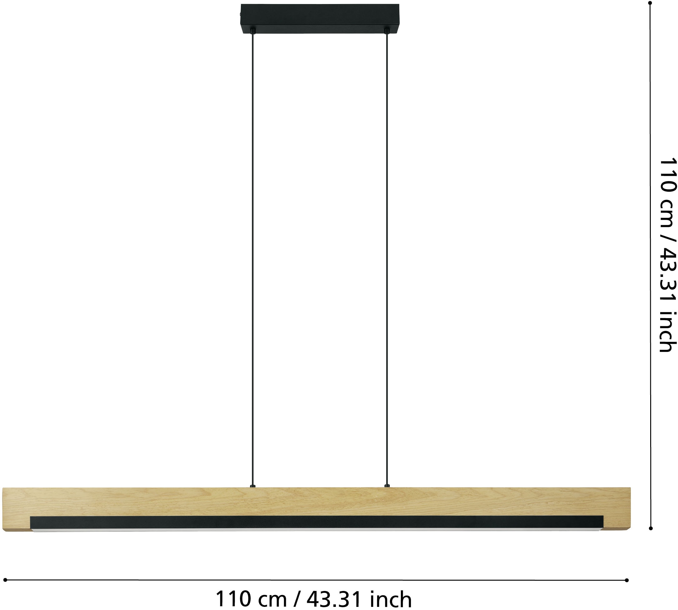 EGLO Hängeleuchte »CAMACHO Pendellampe - Stahl, Holz - LED - 25,5W - IP20« LED-Modul 1 Stk. Warmweiß Hängelampe, Deckenlampe, Wohnzimmer, Esszimmer, L110 x B6 x H110 cm