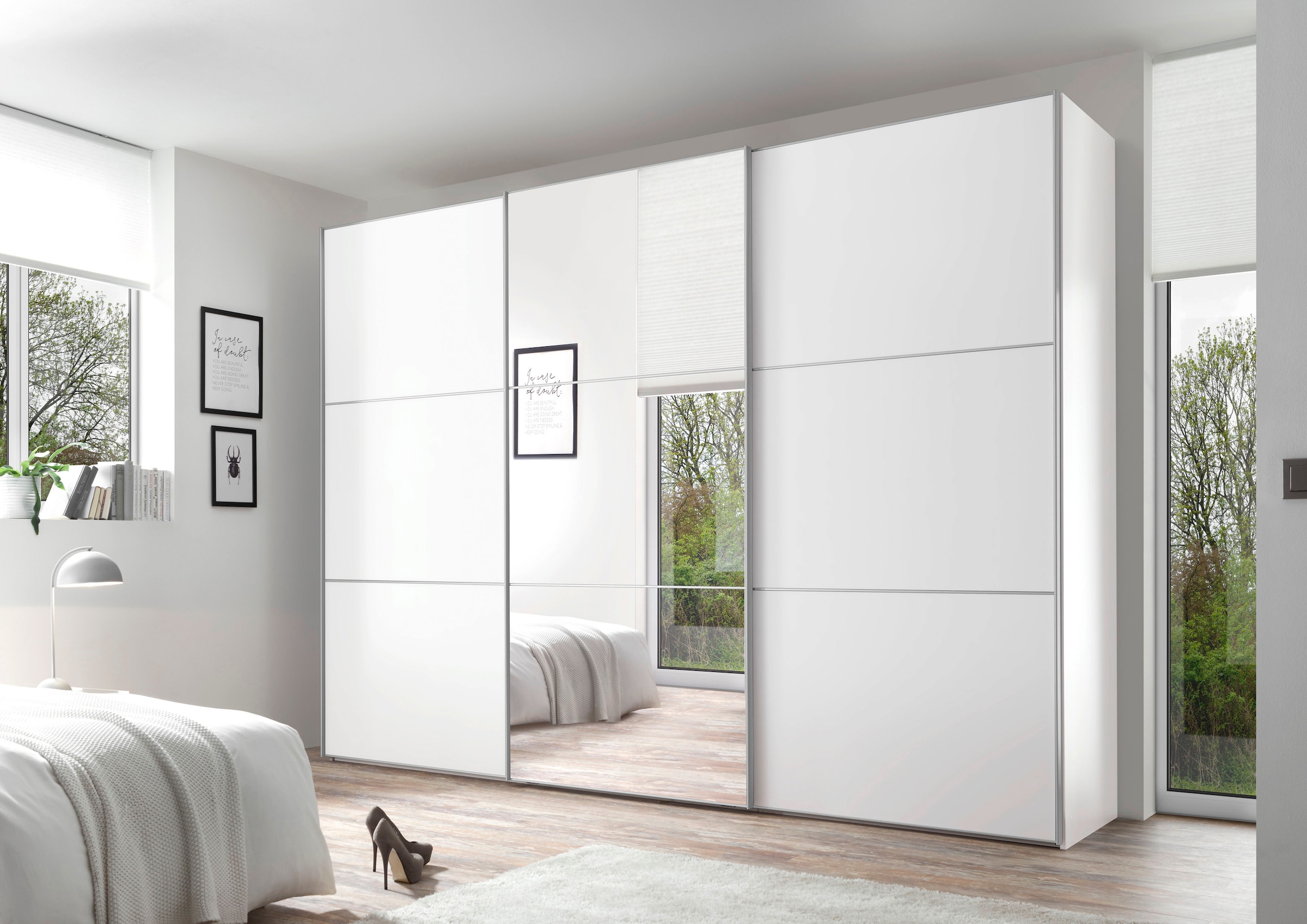 STAUD Schwebetürenschrank »Includo, Made in Germany« Mit Spiegeltüre und vier verschiedenen Ausstattungsvarianten