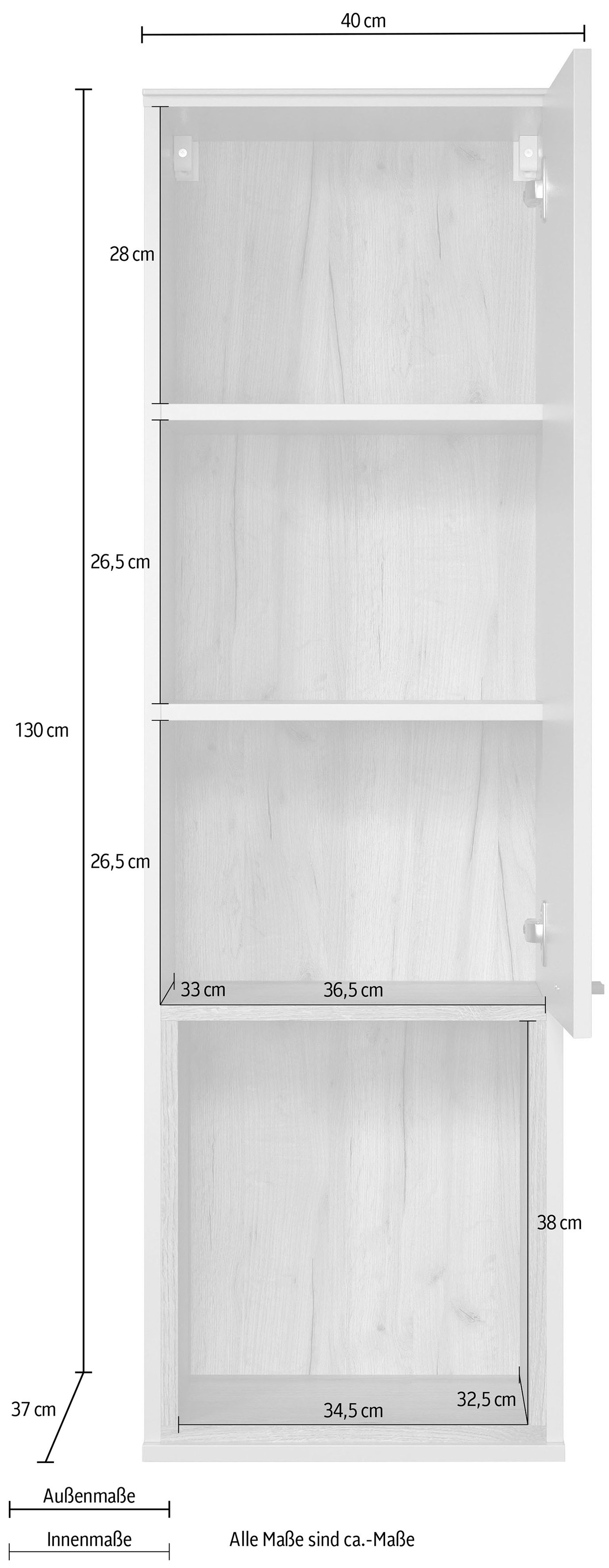 Places of Style Hängevitrine »San Pedro«, (1 St.), Hängeschrank mit Metallgriff - (B/T/H) 40/37/130 cm