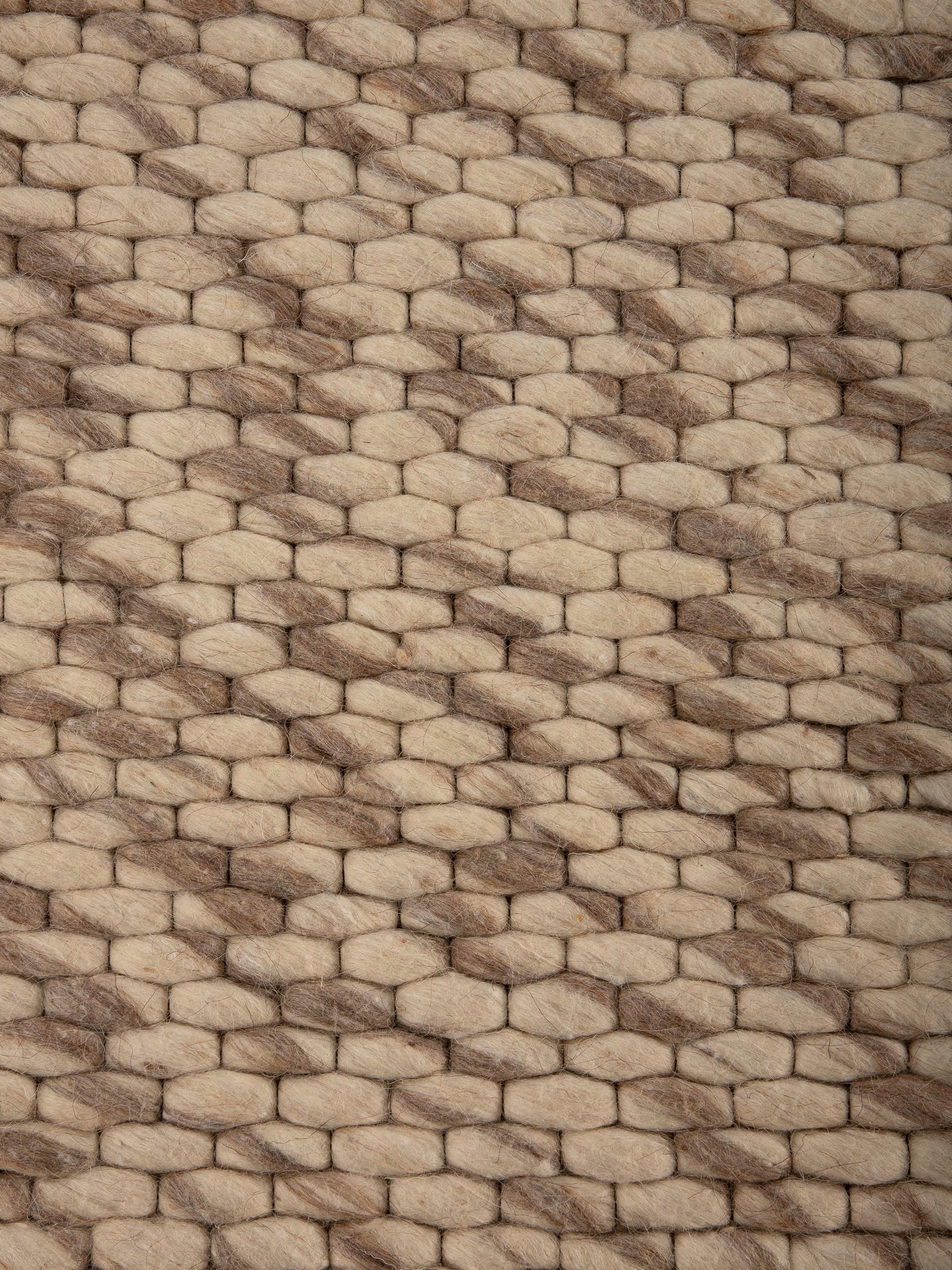 carpetfine Wollteppich »Sina«, rund, 14 mm Höhe, grobe Struktur, Zeitloses Design, reine Wolle, Wohnzimmer