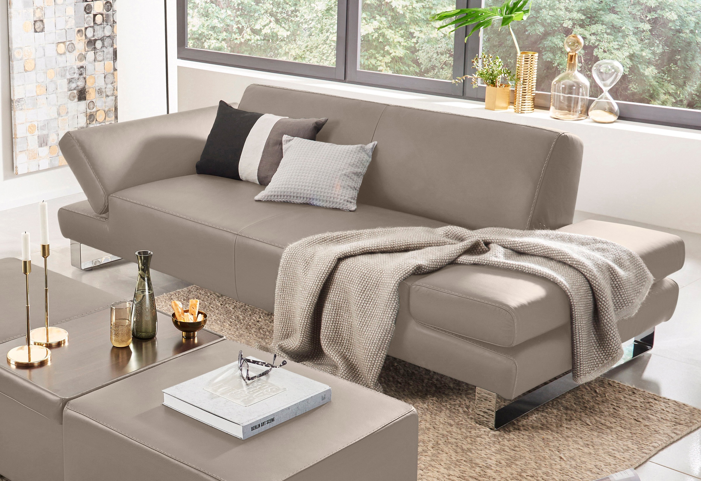 W.SCHILLIG 2-Sitzer »taboo Designsofa mit hohem Sitzkomfort«, mit Übertiefe, inklusive Armlehnenverstellung, mit Kontrastnaht