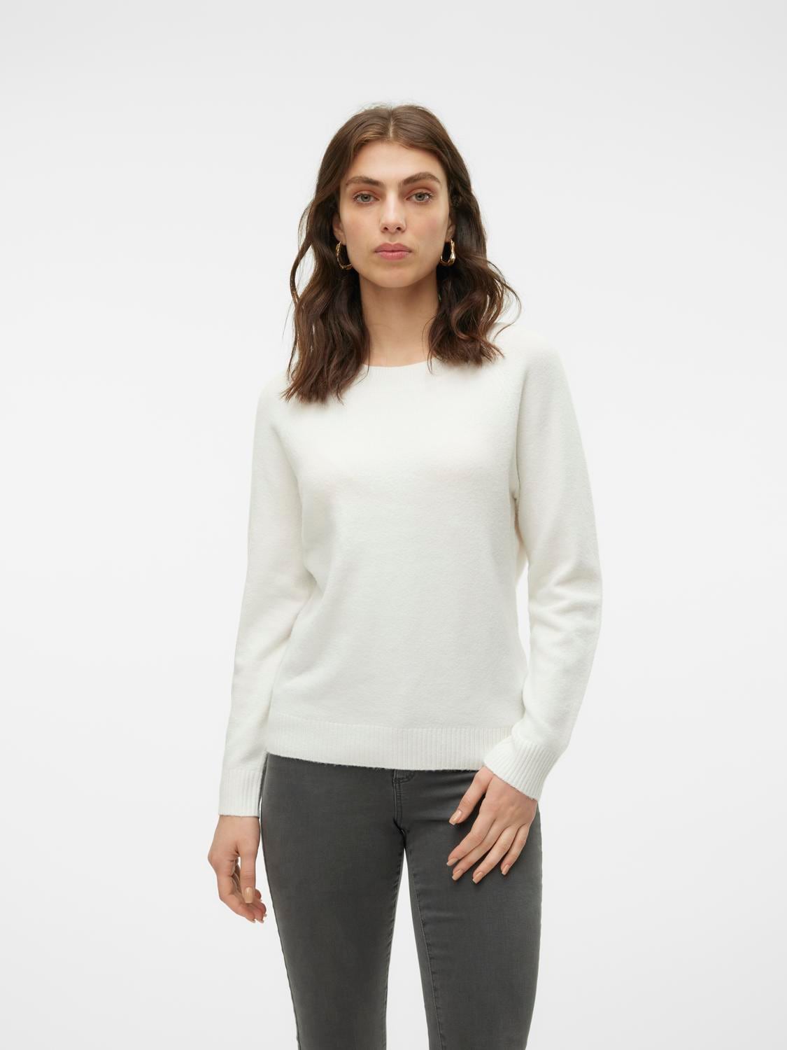 Vero Moda Rundhalspullover »VMDOFFY LS O-NECK BLOUSE GA NOOS« Materialmix, regular fit