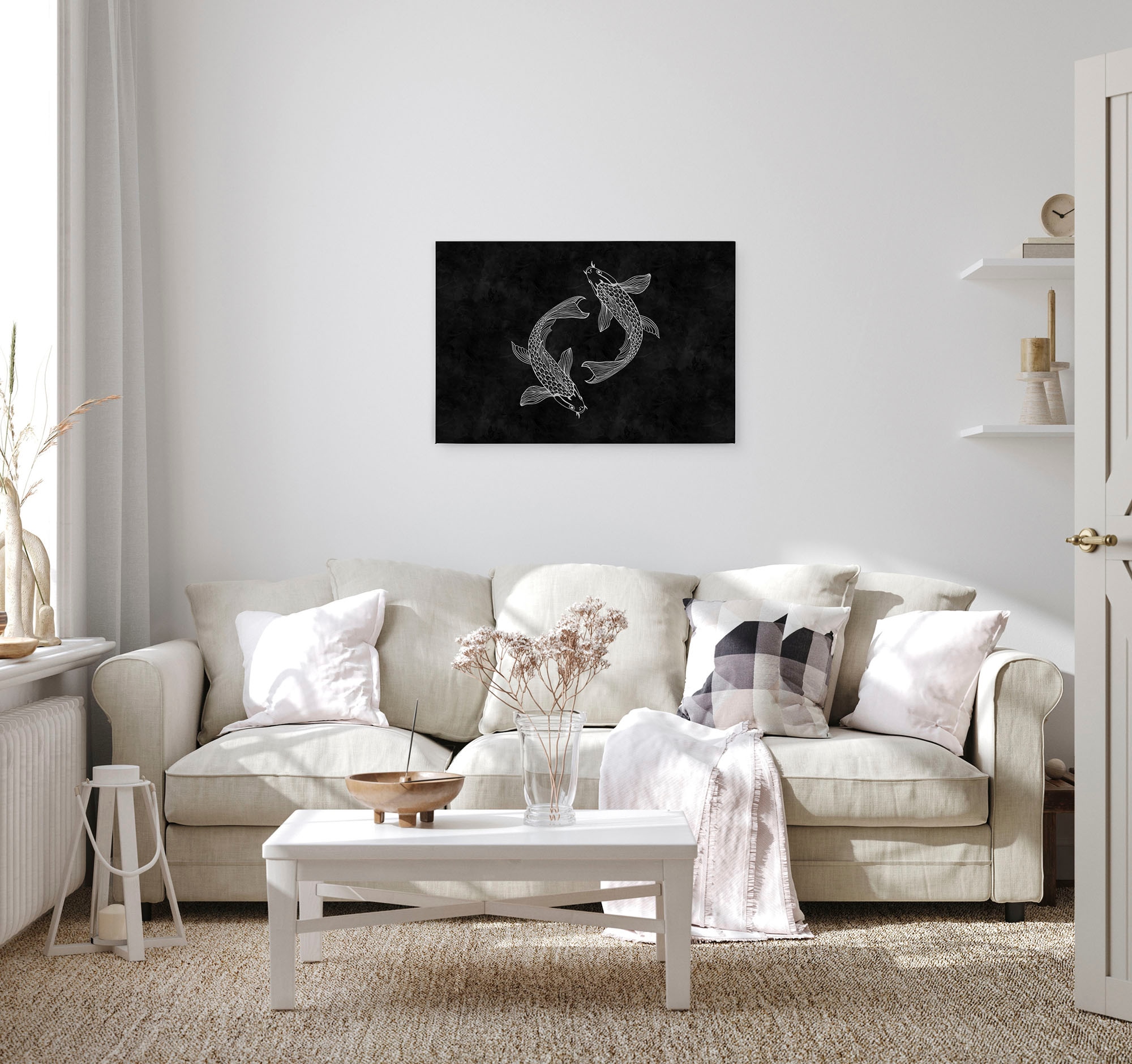 A.S. Création Leinwandbild »blackboard 5«, Kunst-Gemälde-Kinder, (1 St.), Schwarz-Weiß Fische Keilrahmen Tafel Leinwand-Bild Wohnzimmer modern