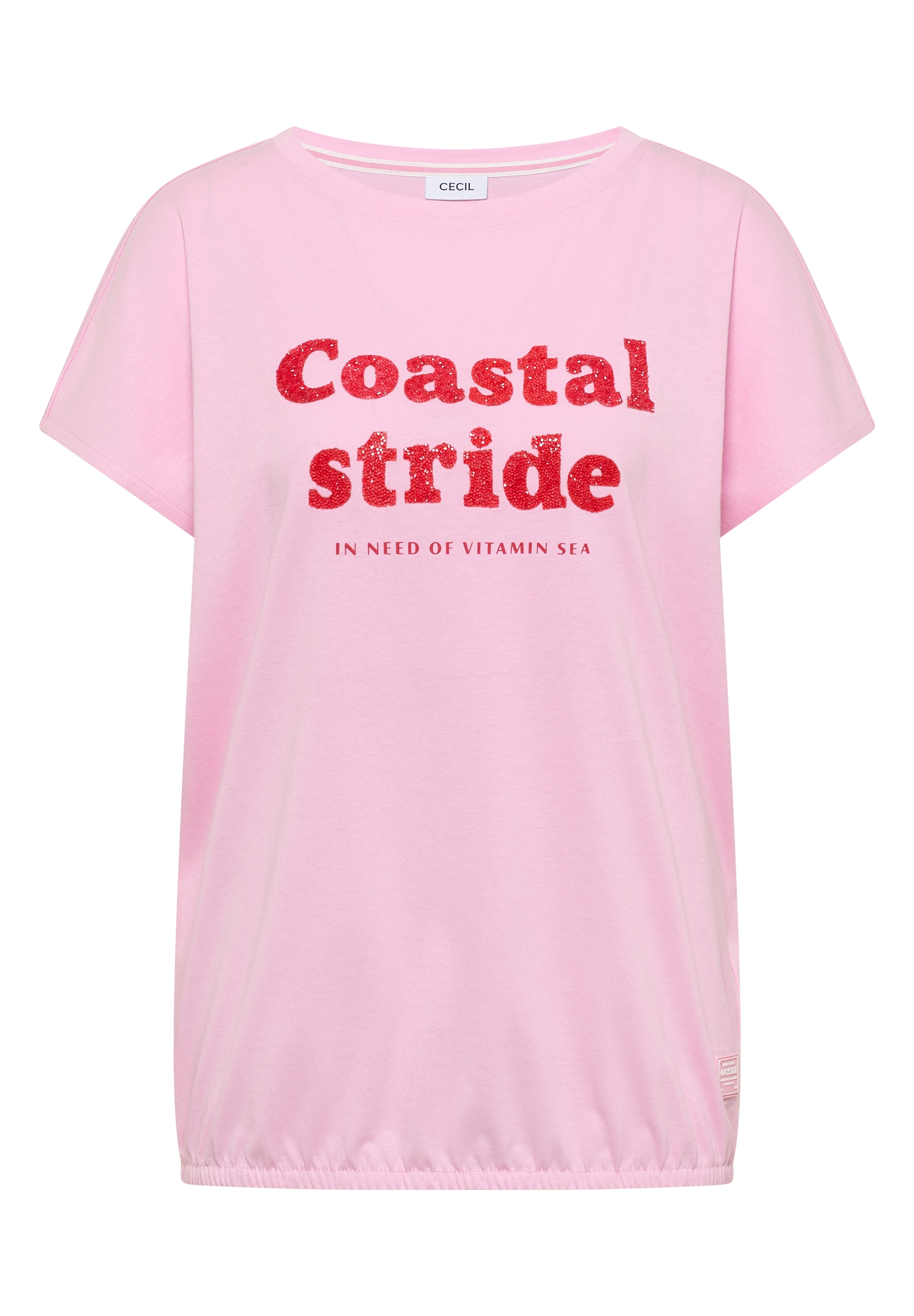 Cecil Kurzarmshirt Sommershirt mit Boatneck und Wording Print