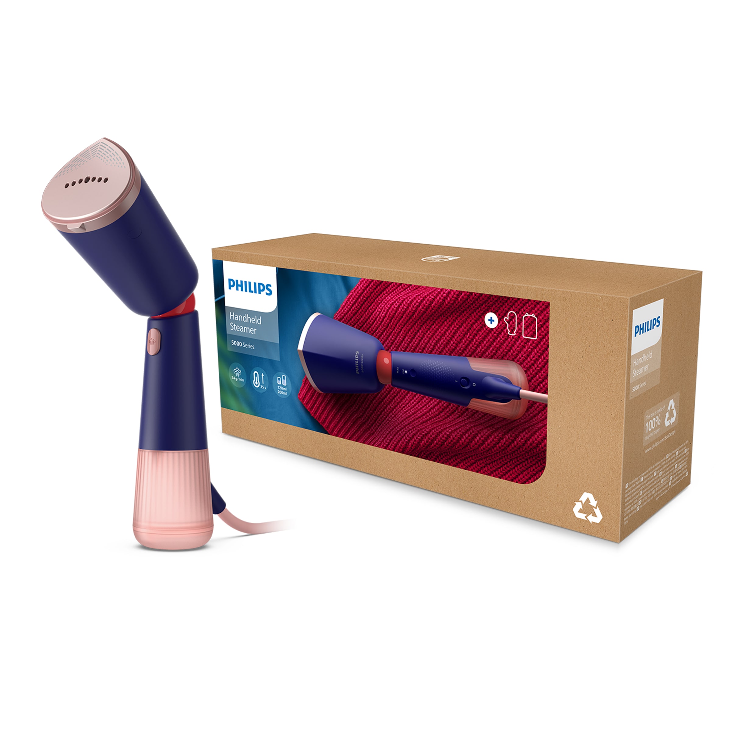 Philips Dampfbürste »STH5030 "Styler", 120 ml und 200 ml Wassertank, Metallplatte«, 1400 W, Steamer im schlanken Design; 2-in-1 Handschuh, Tasche, Stylemat inkl.