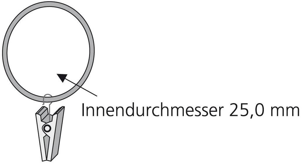Liedeco Gardinenring, (Set, 10 St., mit Klammern), für Gardinenstangen Ø 16 mm