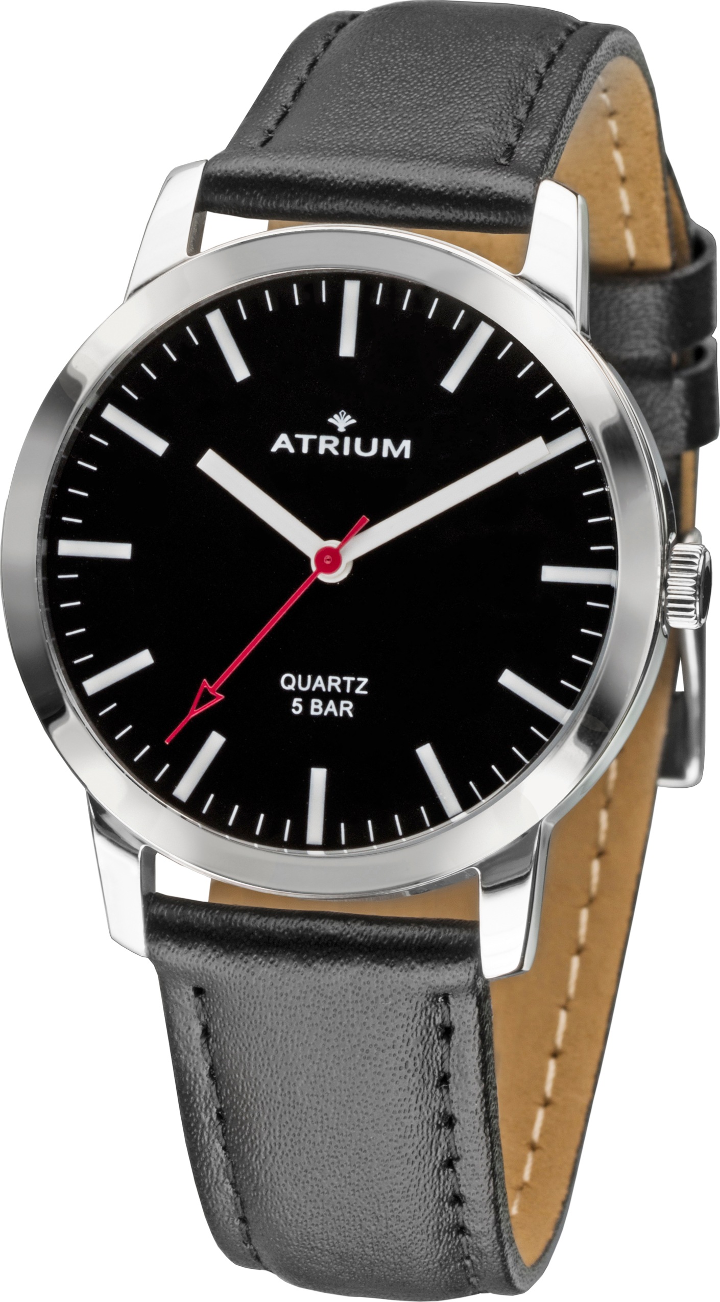 ATRIUM Quarzuhr Armbanduhr, Damenuhr, Lederarmband, analog schwarz-schwarz Geschmackvolle Armbanduhr