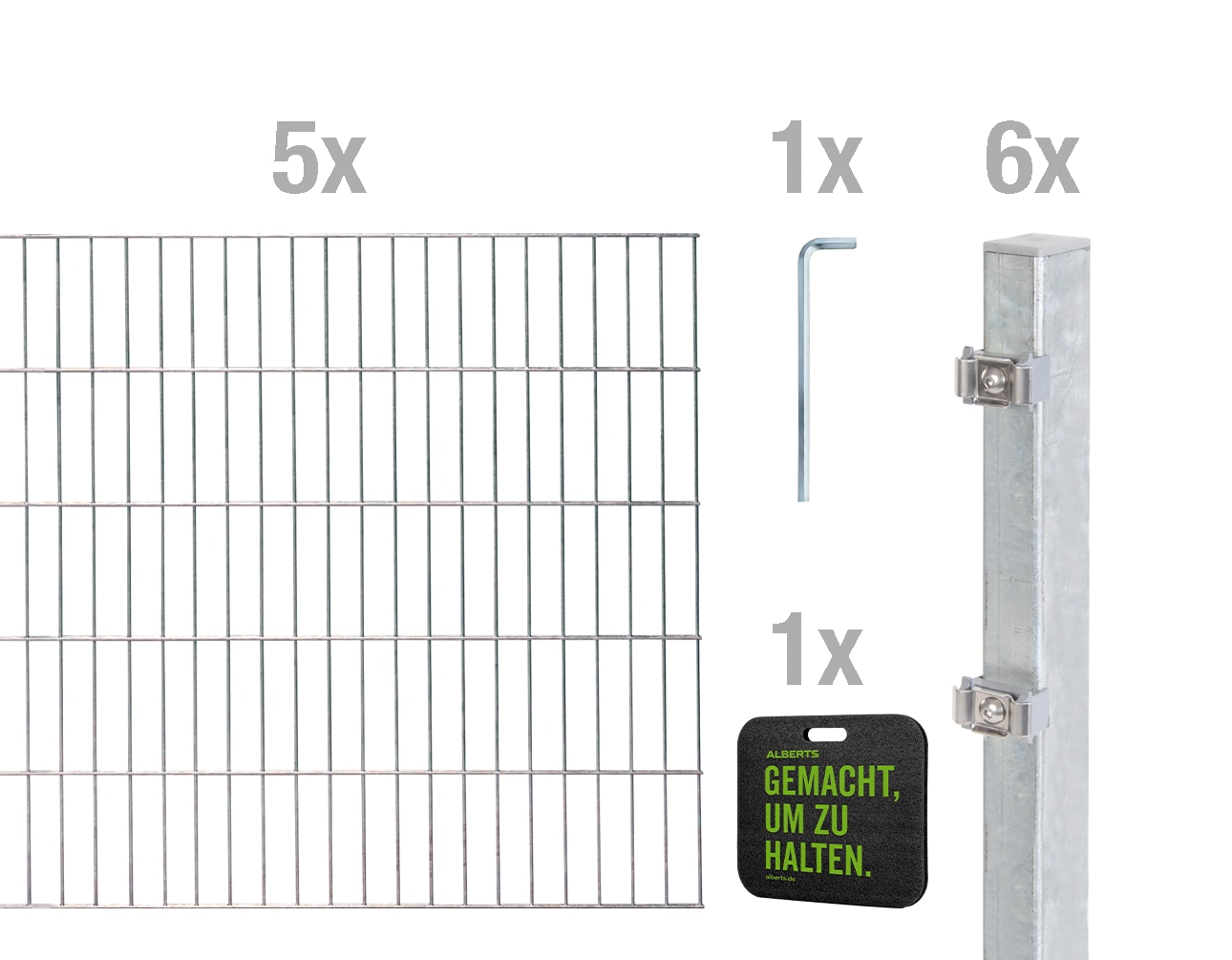 Alberts Doppelstabmattenzaun »Grundset«, Höhe: 80 - 160 cm, Gesamtlänge: 4 - 30 m, zum Einbetonieren