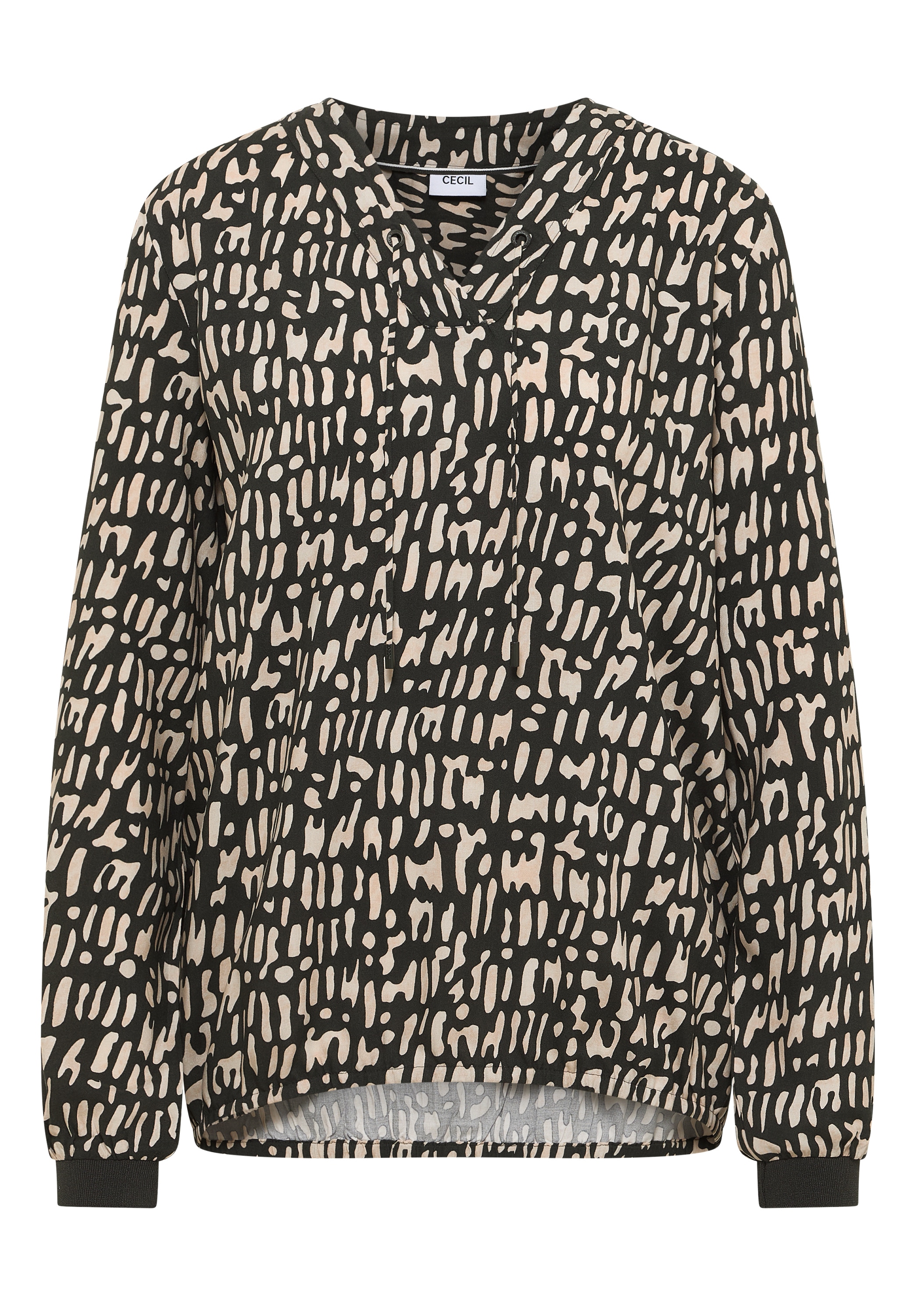 Cecil Langarmbluse mit Tunnelzug und grafischem Muster