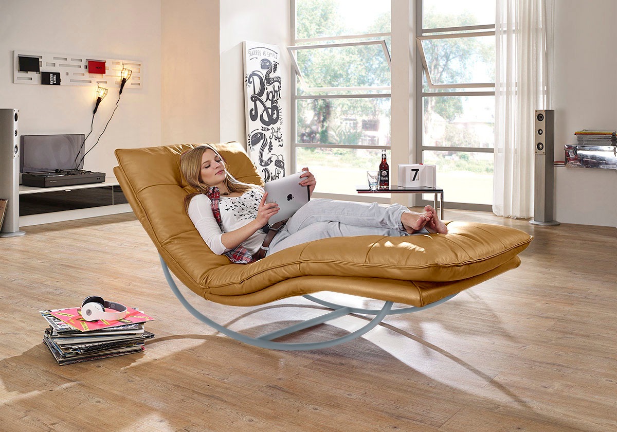 W.SCHILLIG Relaxliege »daily dreams«, in Waffelkissen-Optik, Schaukelgestell silber matt, in 2 Breiten