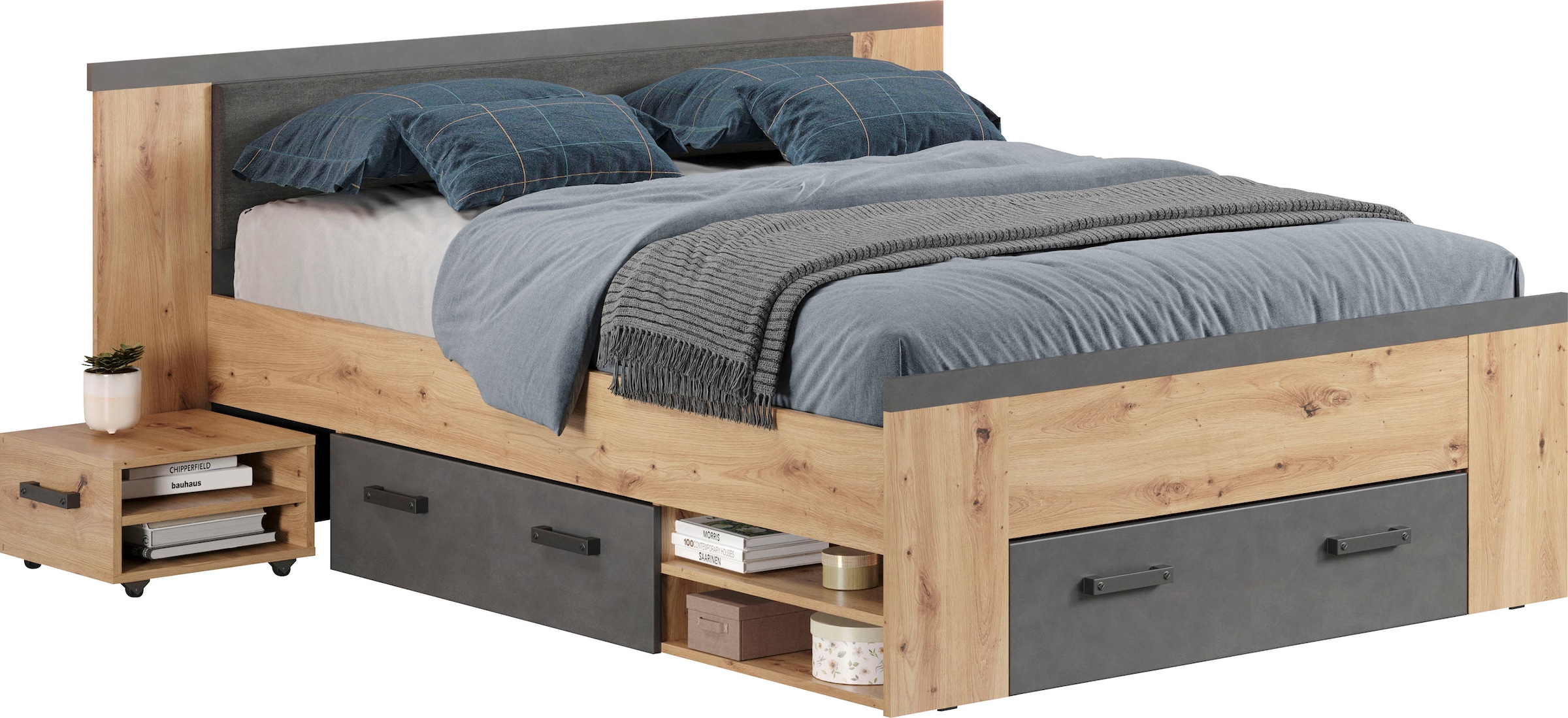 Home affaire Stauraumbett »Ambres« 1 Stk. tlg. ausziehbare Bettkästen, Fäch günstig online kaufen