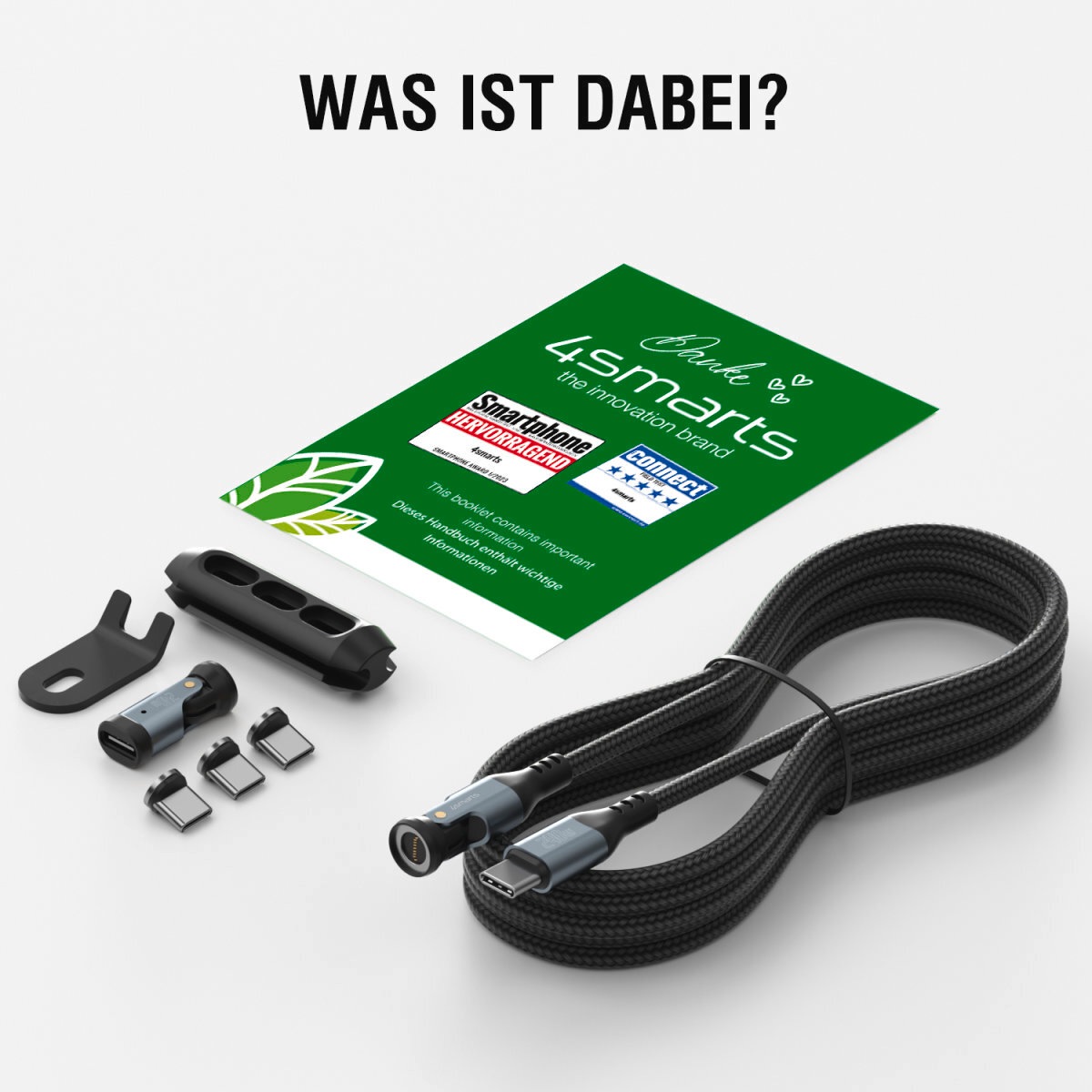 4smarts USB-Kabel »USB-C 540° Magnetkabel-Set GravityCord 240W« USB Typ C 180 cm