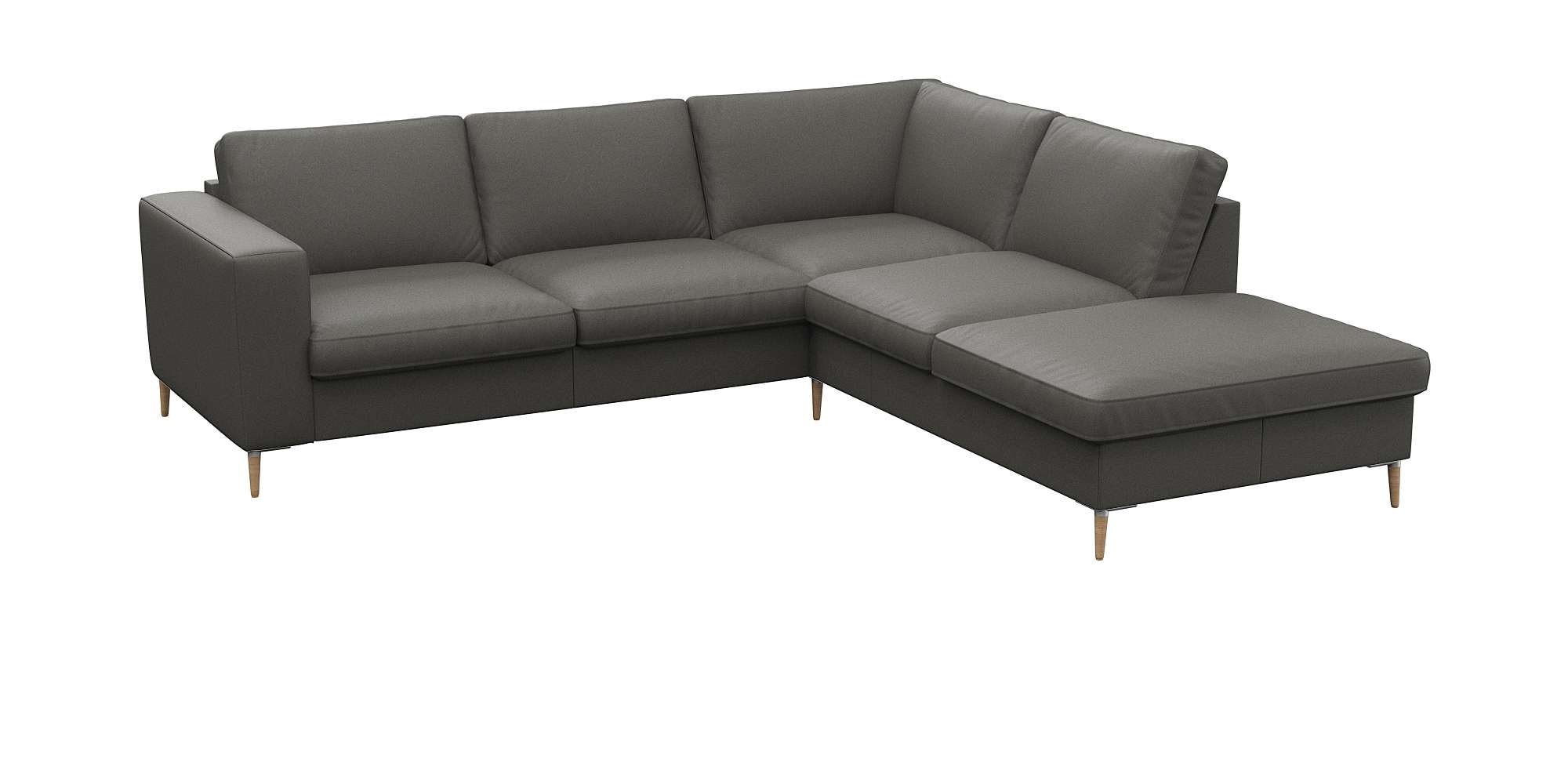 FLEXLUX Ecksofa "Fiore, L-Form", breite Armlehnen, Füße Alu/Eiche, B/T 241/ günstig online kaufen