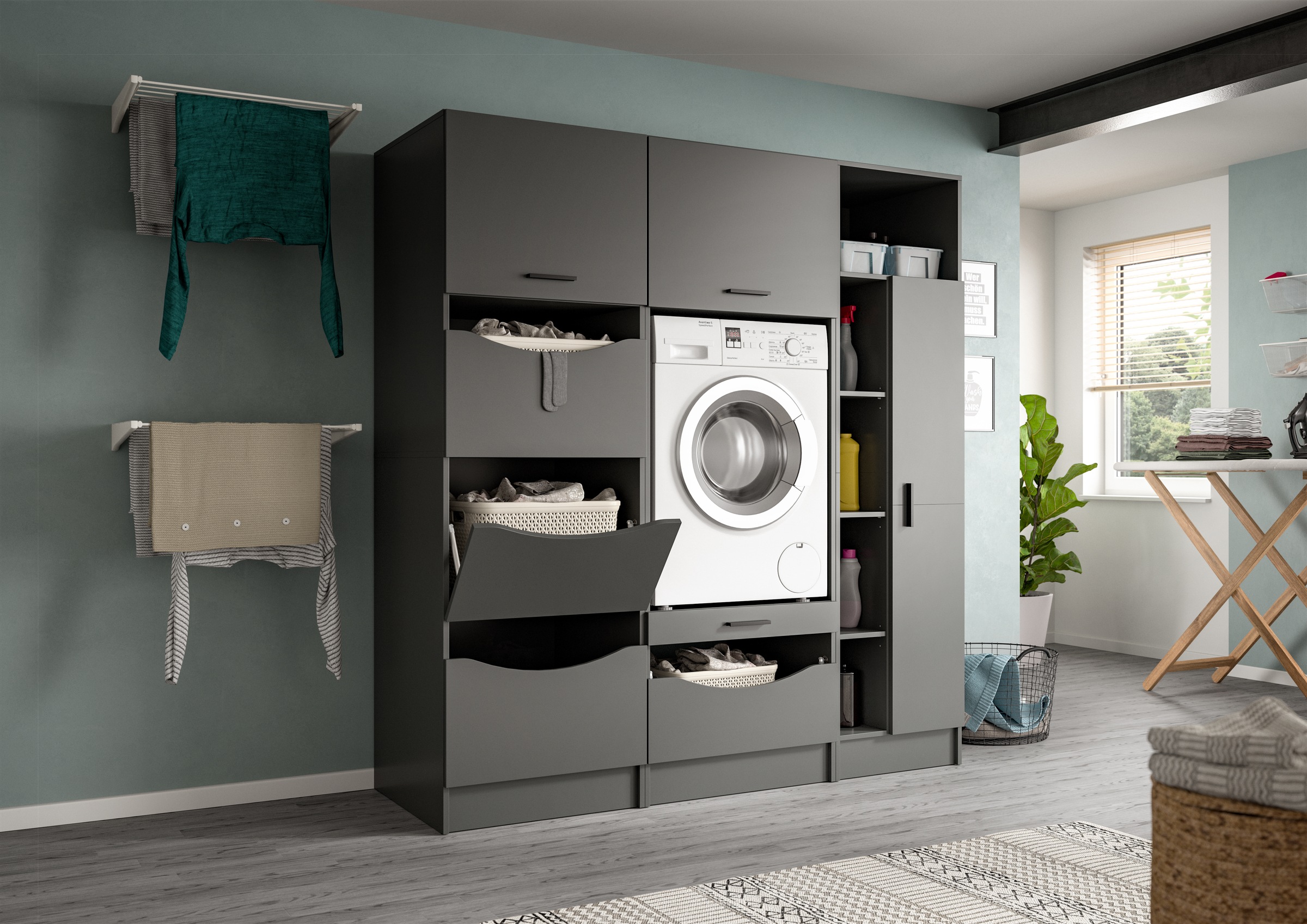 welltime Badmöbel-Set »FALAS, TOPSELLER!, 3-teilig, Hauswirtschaftsraum Set günstig online kaufen
