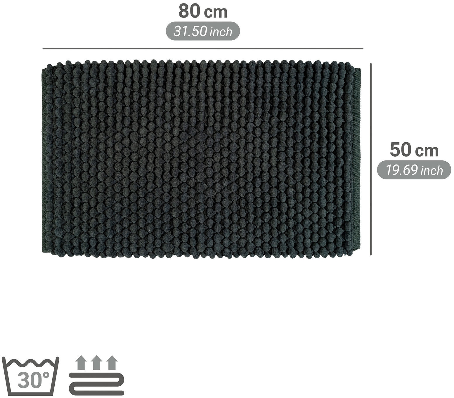 WENKO Badematte »Solivo« Höhe 30 mm rutschhemmend beschichtet mit moderner Struktur, fusselfrei, stark wasserabsorbierend