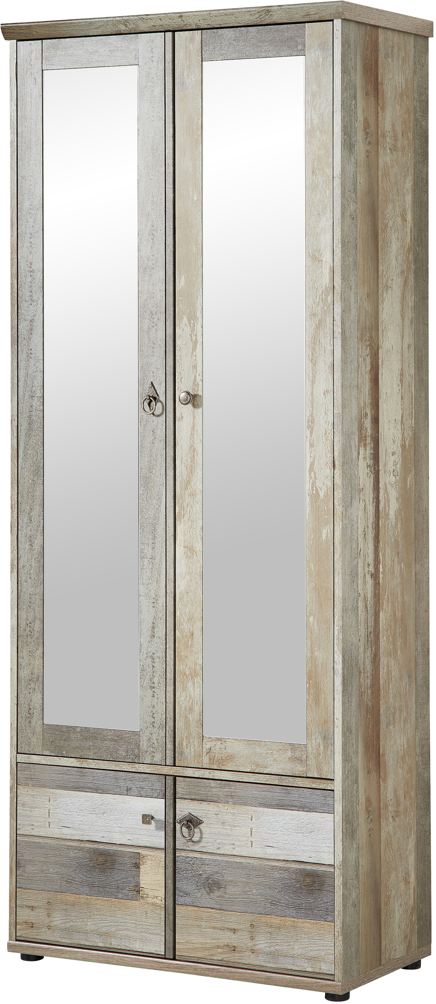 Innostyle Garderobenschrank »BONANZA« 1 Stk. tlg. 4 türig, 5 Fächer, Kleiderstange, Spiegel, Softclose, ABS Kanten