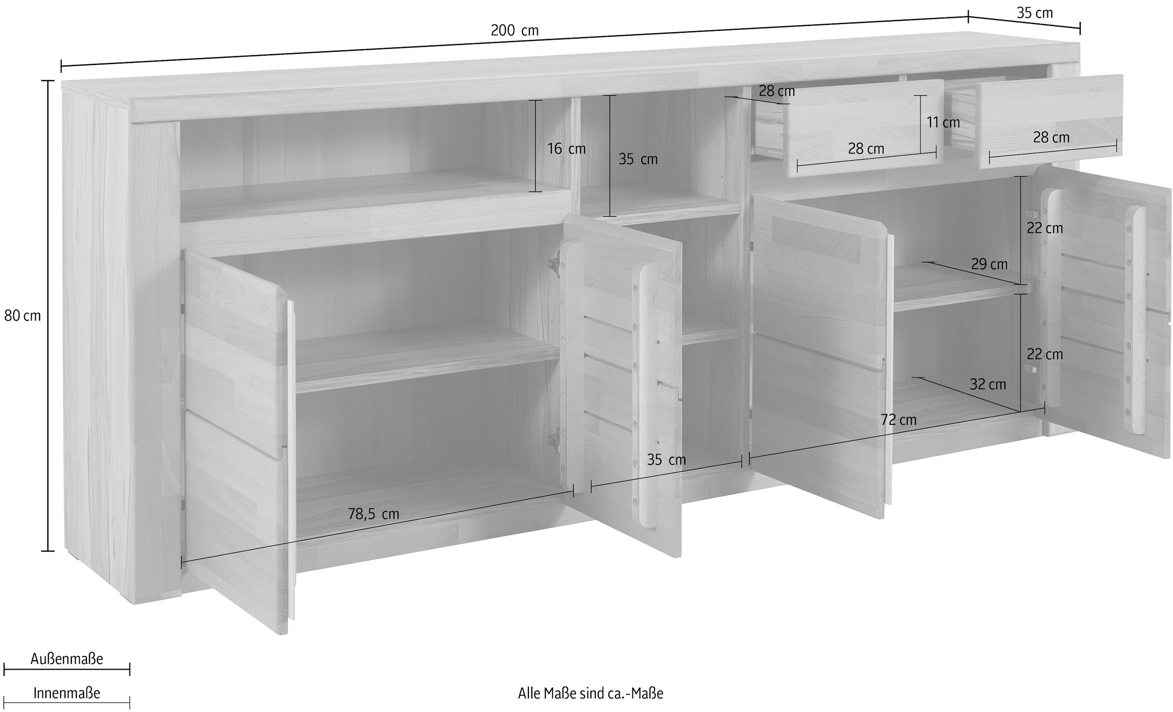Home affaire Sideboard »Burani«, grifflose Optik