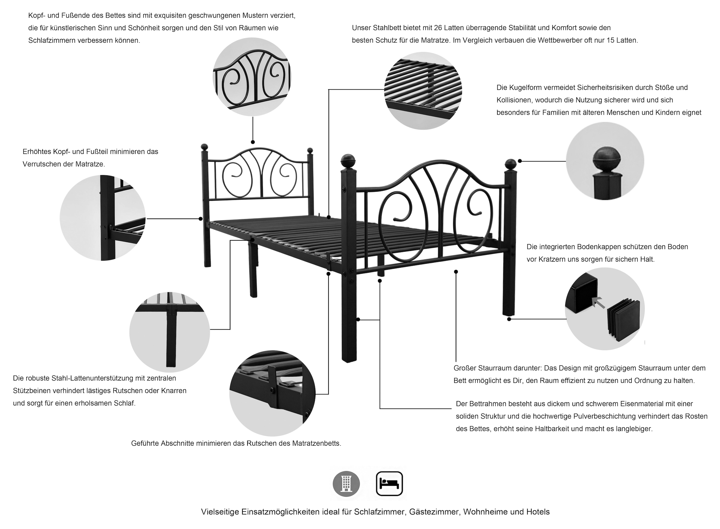 OTTO home Metallbett »Amrum Landhausbett Bett Märchenbett Prinzessinbett« Träume wie im Märchen: Dein romantisches Metallbett in 2 Breiten