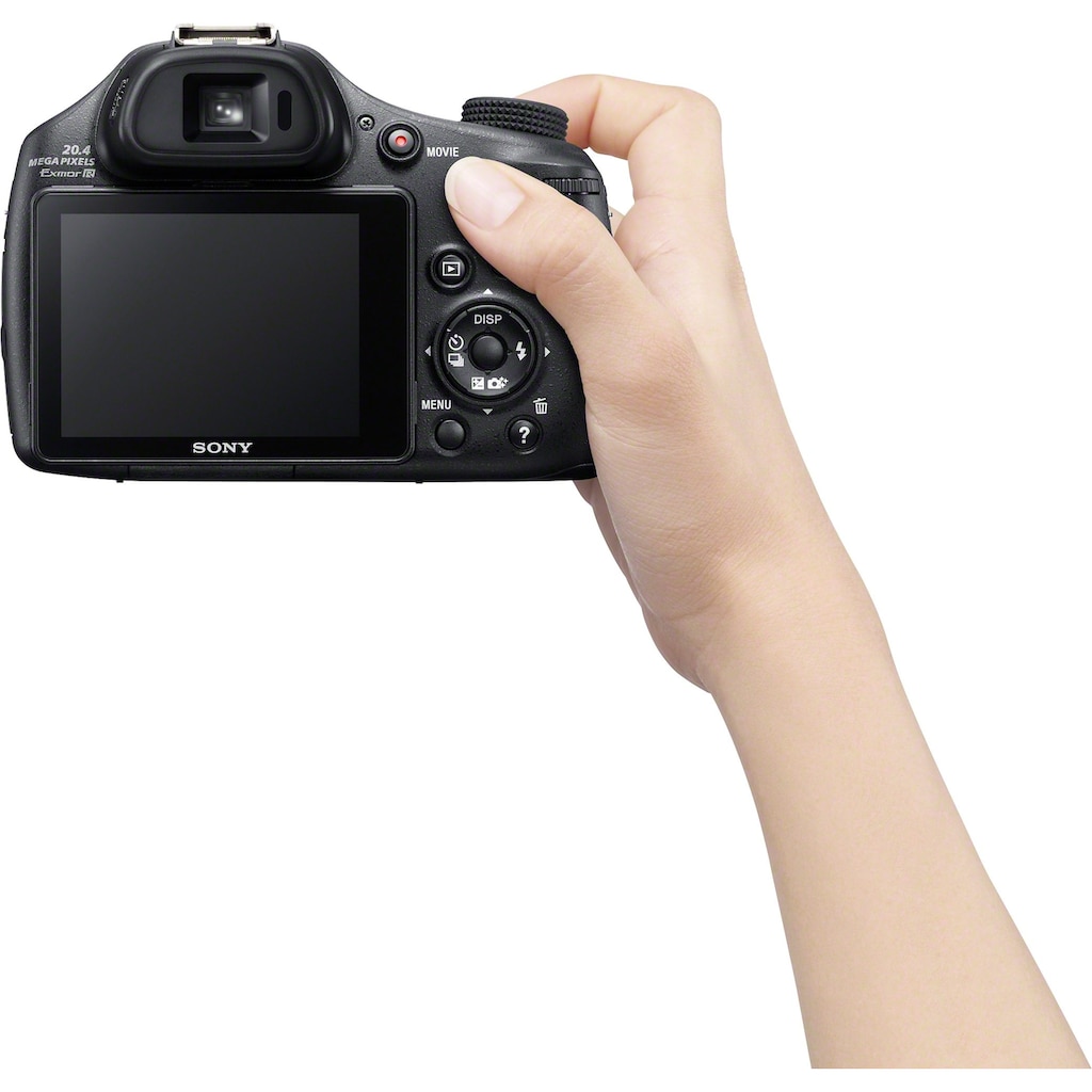 Sony Bridge-Kamera »Cyber-Shot DSC-HX400V«, 24mm Carl Zeiss Vario Sonnar T, 20,4 MP, 50x opt. Zoom, WLAN (Wi-Fi), 50 fach optischer Zoom