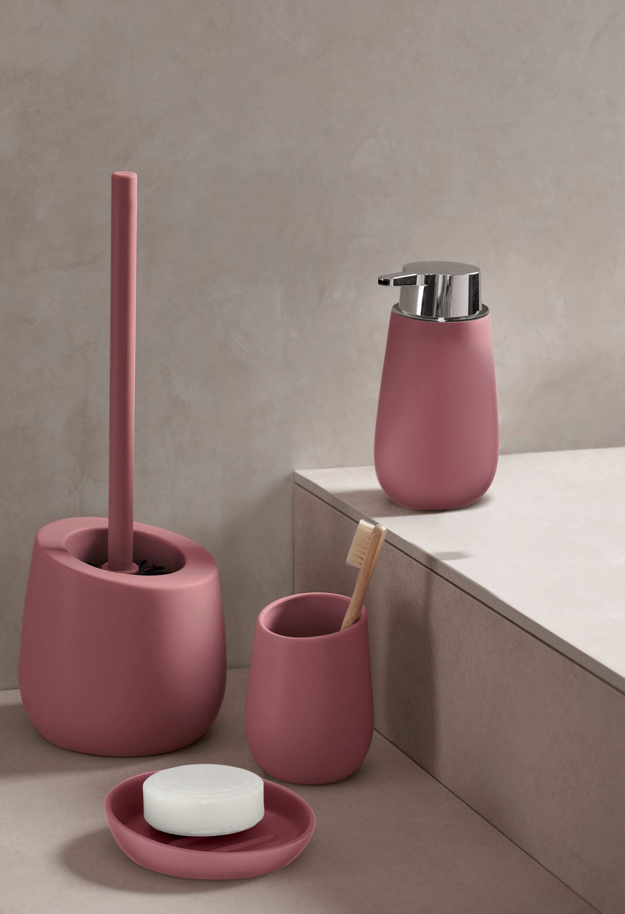 WENKO WC-Garnitur »Badi«, aus Keramik, altrosa, aus Keramik