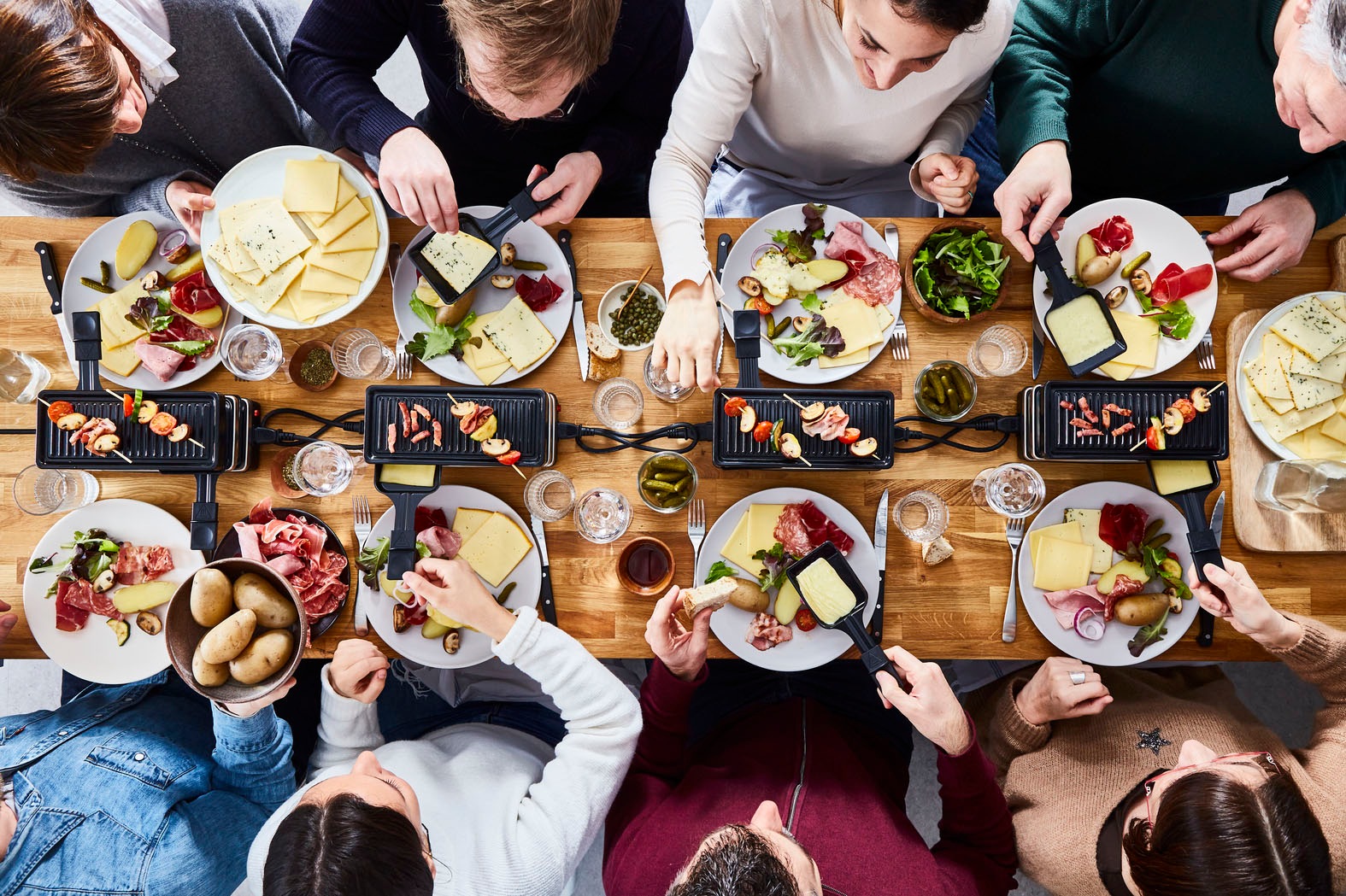 Tefal Raclette »Plug & Share, für 2 Personen, 400 Watt, Antihaftbeschichtung,«, 2 St. Raclettepfännchen, 400 W, 2 Pfännchen, Grillplatte, abnehmbare Kabel, RE2308