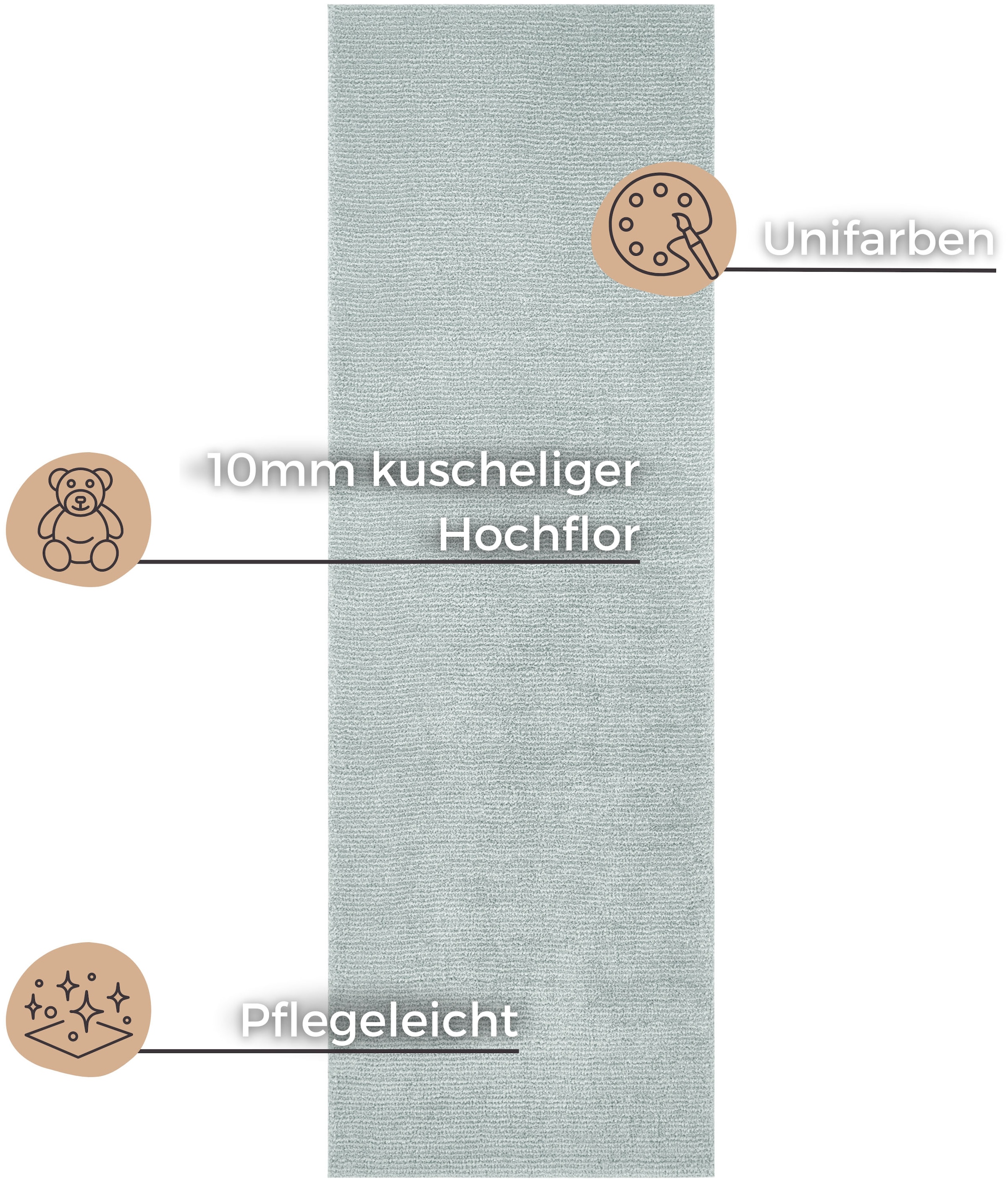 HANSE Home Teppich »Supersoft«, rechteckig, 10 mm Höhe, Kurzflor, Läufer Modern, Einfarbig, Wohnzimmer, Schlafzimmer