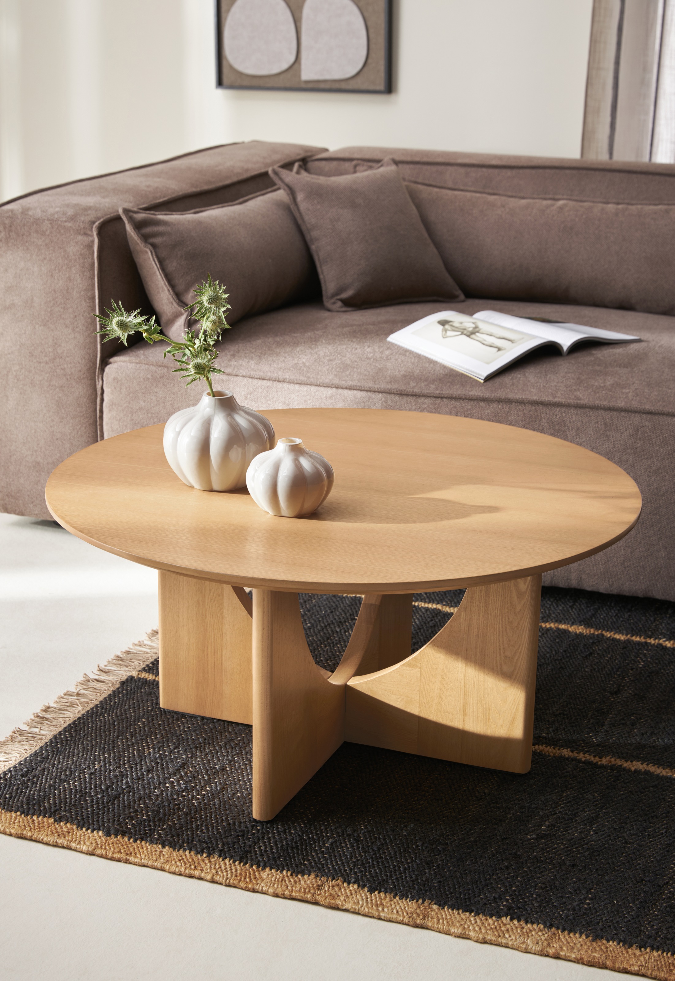 LeGer Home by Lena Gercke Couchtisch »Zirella« 1 Stk. tlg. massives Eschenholz, markantes Kreuzfuß-Design, Breite 85 cm