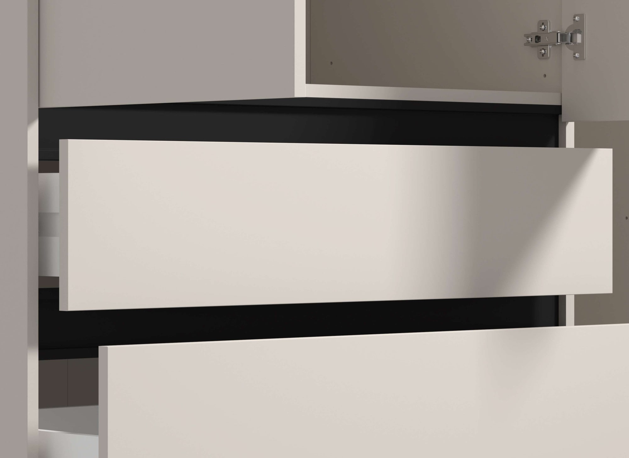 INOSIGN Kleiderschrank »Corbett, grifflose Optik, FSC-zertifziert, Made in Europe«, (138 oder 182,5cm breit, 211cm hoch und 54,5cm tief), mit Spiegel, 3 Schubladen und Innenausstattung