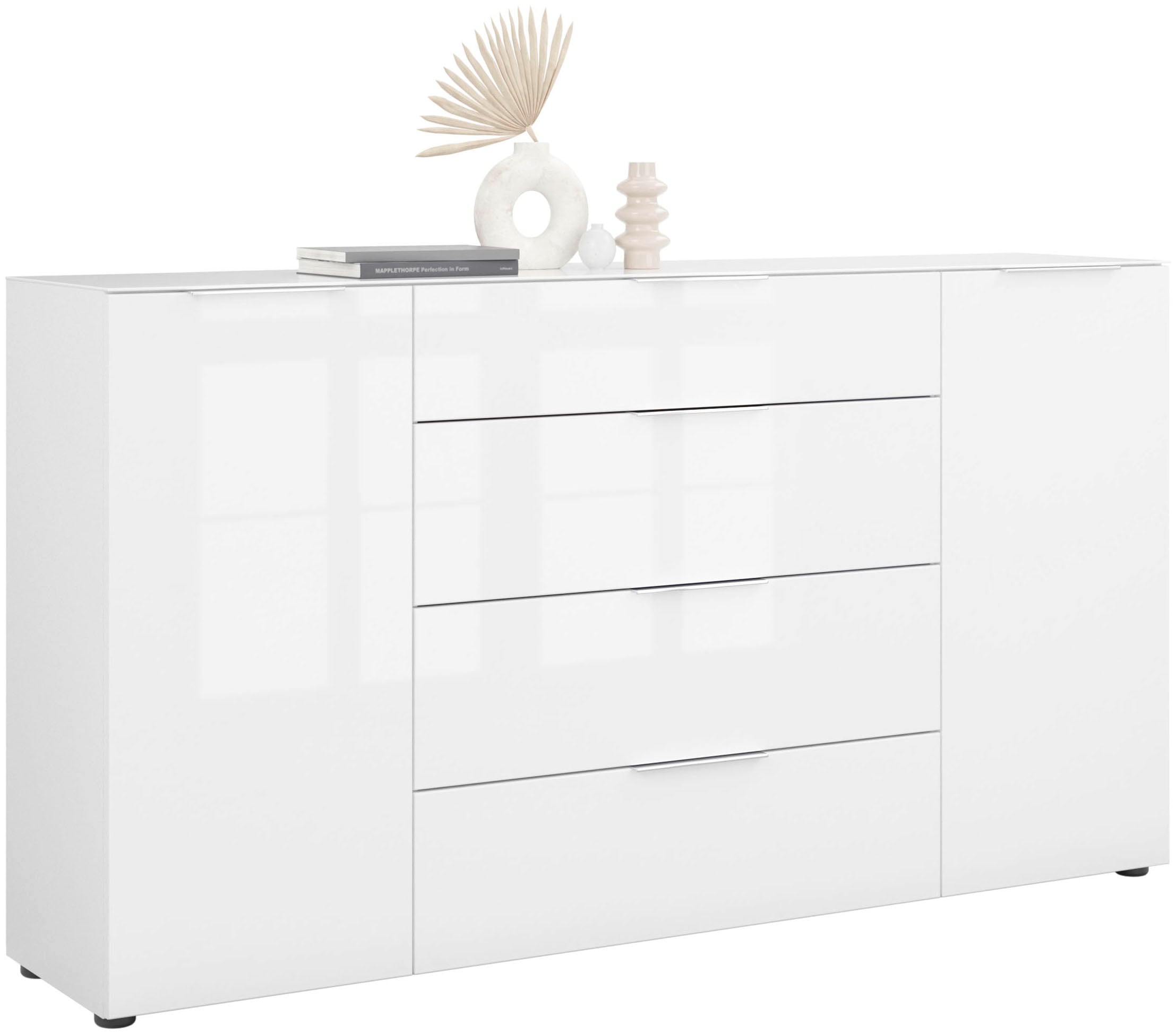 Manjana Möbel Sideboard »Style« mit Glasfronten, mit Metallgriffen, melaminbeschichtet