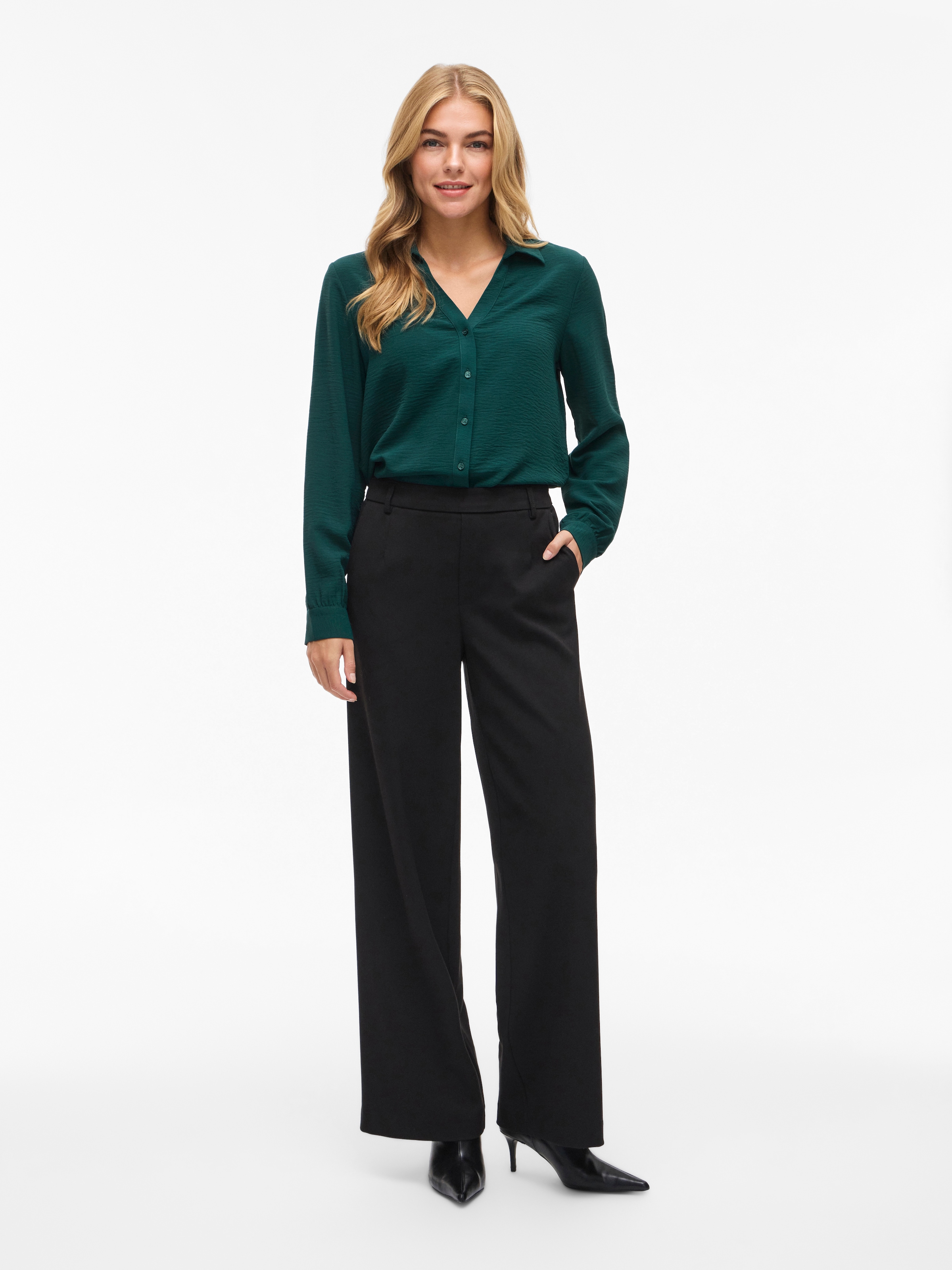 Vila Langarmbluse »VIJOSA L/S V-NECK SHIRT - NOOS«