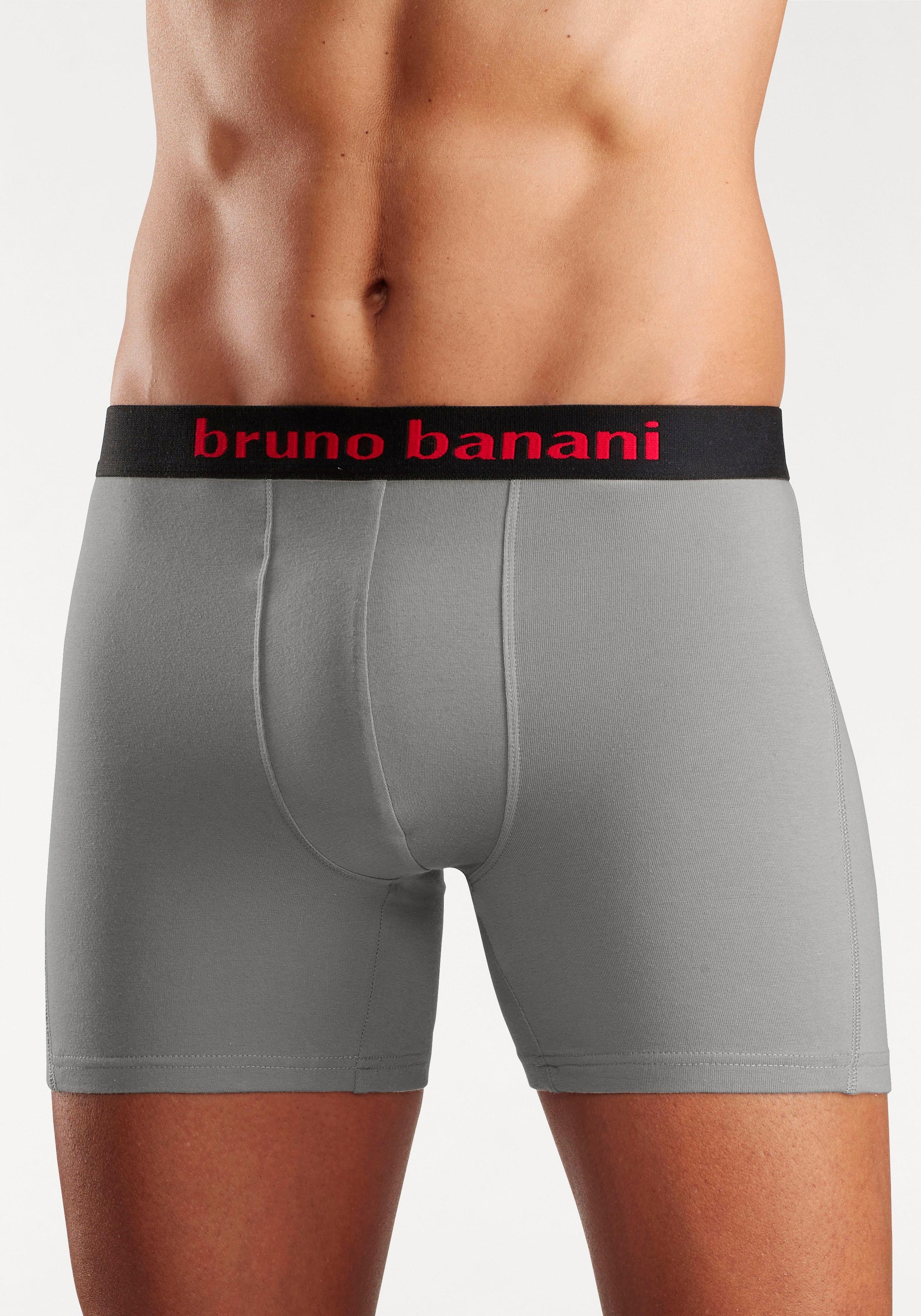 Bruno Banani Langer Boxer »Unterhose für Herren«, (Packung, 4 St.), mit auffälligem Logobund