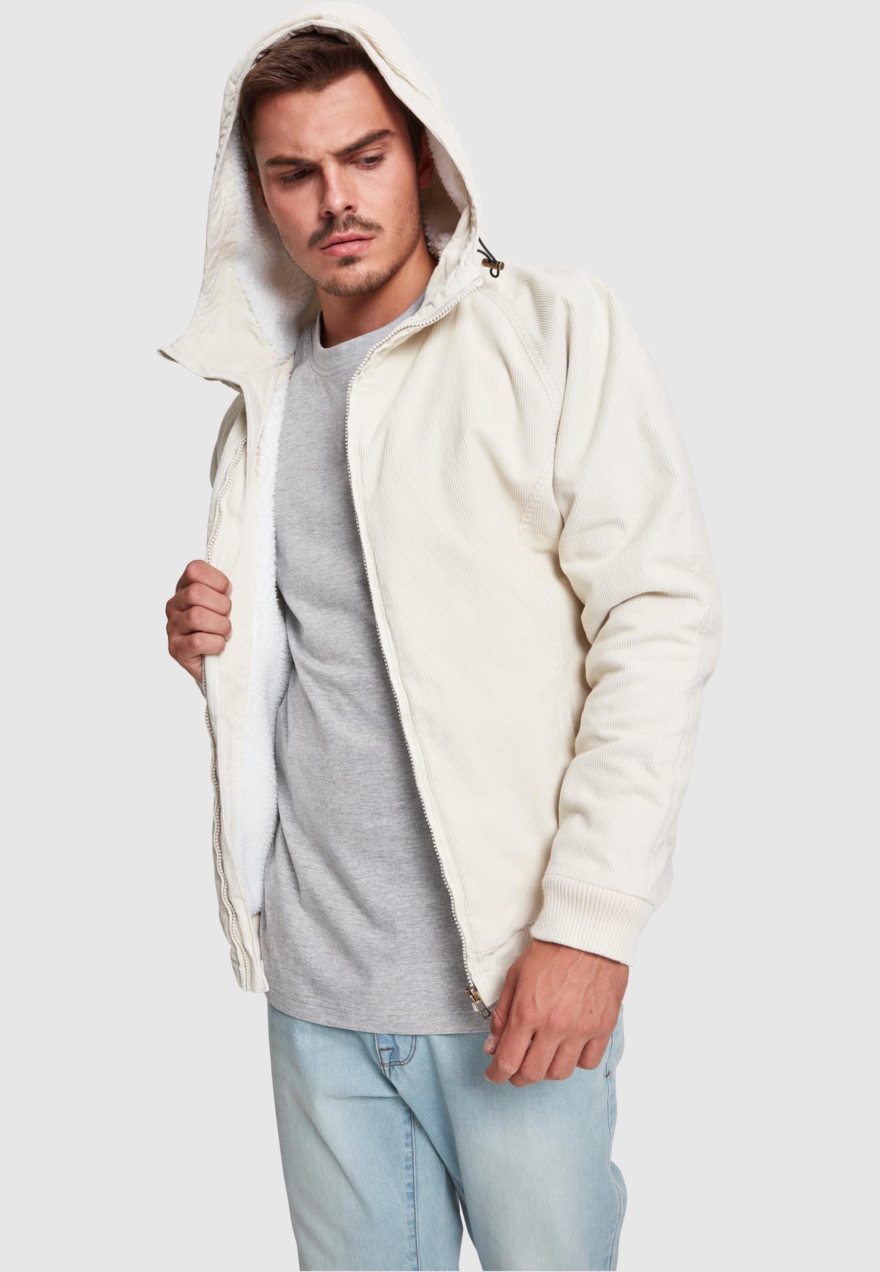 URBAN CLASSICS Winterjacke »Urban Classics Herren Hooded Corduroy Jacket« 1 Stk. tlg. mit Kapuze