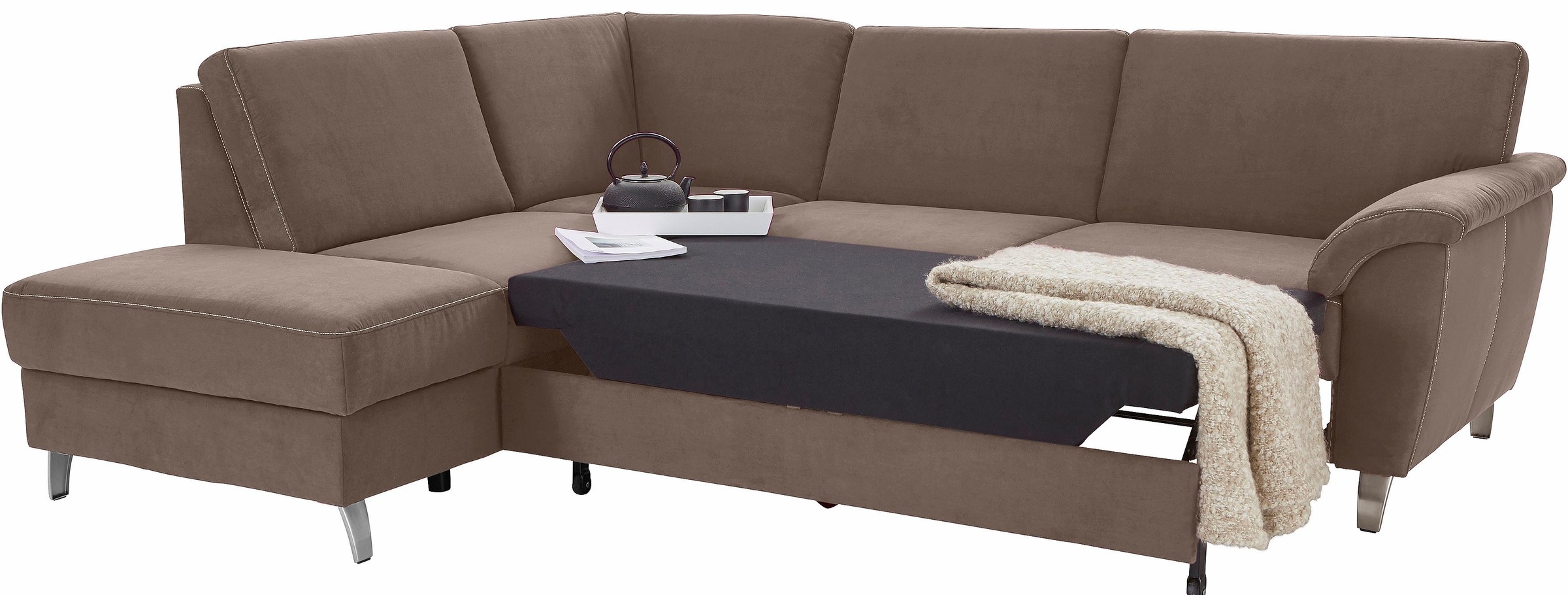 sit&more Ecksofa »Texel L-Form«, mit Federkern, wahlweise mit Bettfunktion und Bettkasten