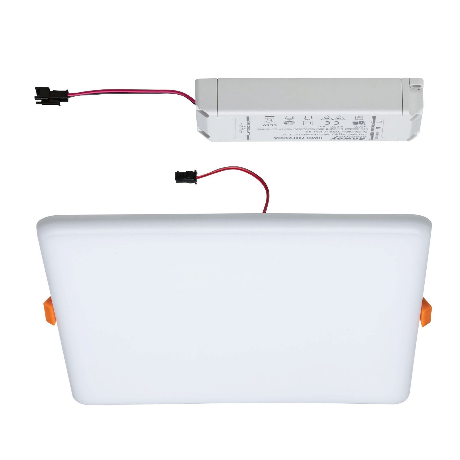 Paulmann LED Einbauleuchte »VariFit Veluna IP44 eckig 215x215mm 21W 1650lm 3000K Satin 3-Step-Dim« 1 Stk. Warmweiß Einbaupanel, dimmbar