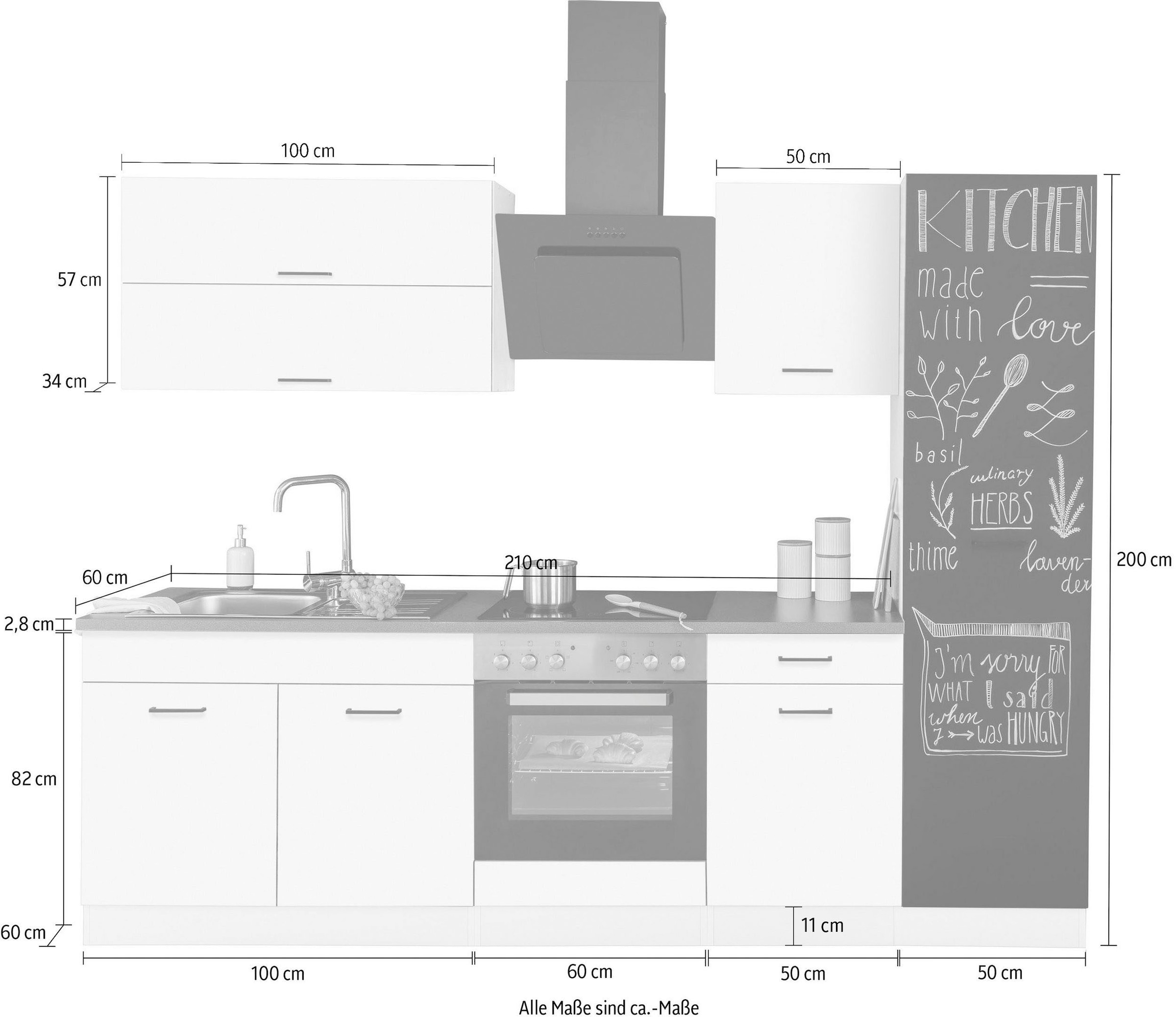 KOCHSTATION Küchenzeile »KS-Trier«, ohne E-Geräte, Breite 260 cm