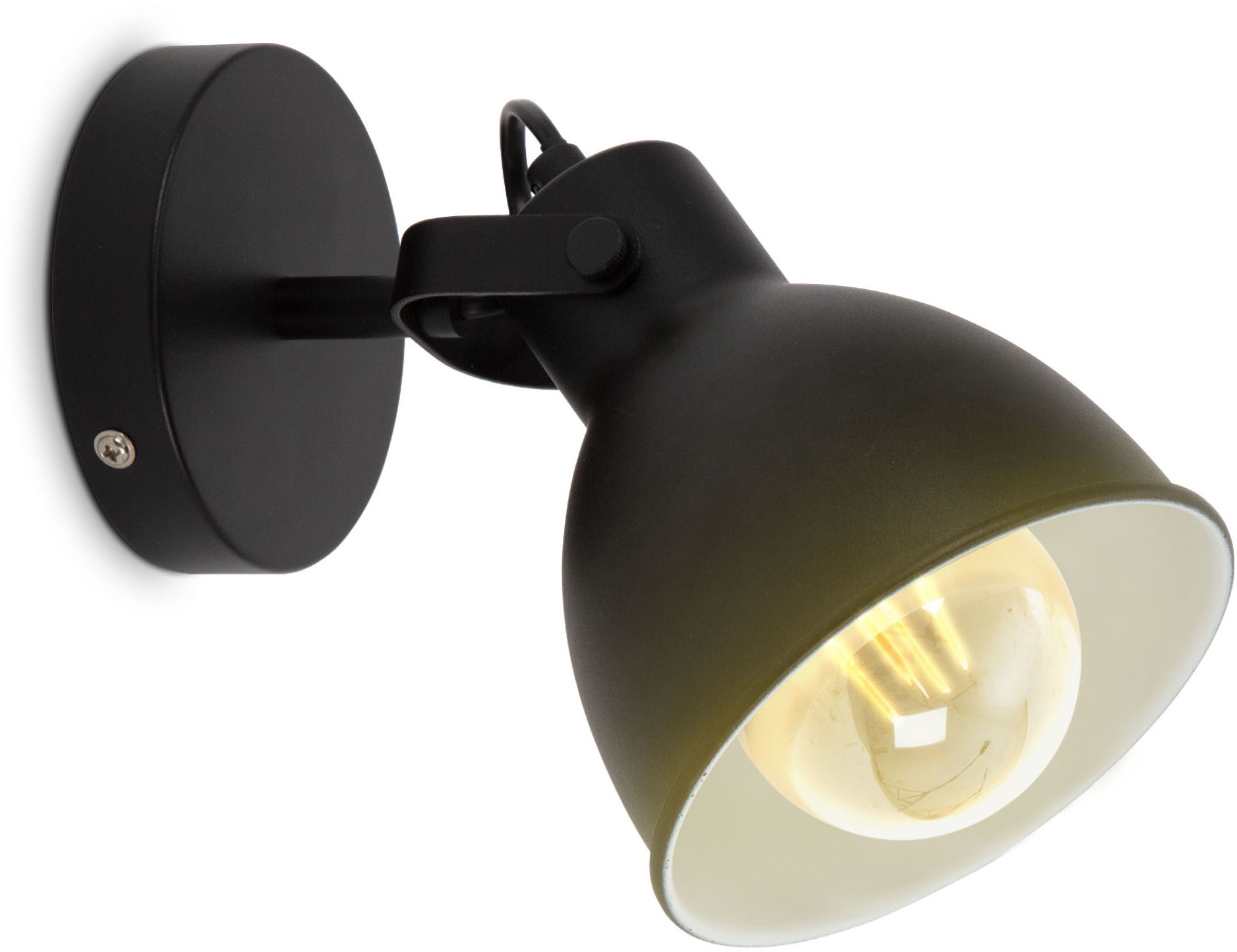 B.K.Licht Wandleuchte »Design-Spotleuchte, Metall, Schwarz, E27-Fassung«, 1 flammig, Leuchtmittel E27 | ohne Leuchtmittel, Schwenkbar, Ø13cm, ohne Leuchtmittel
