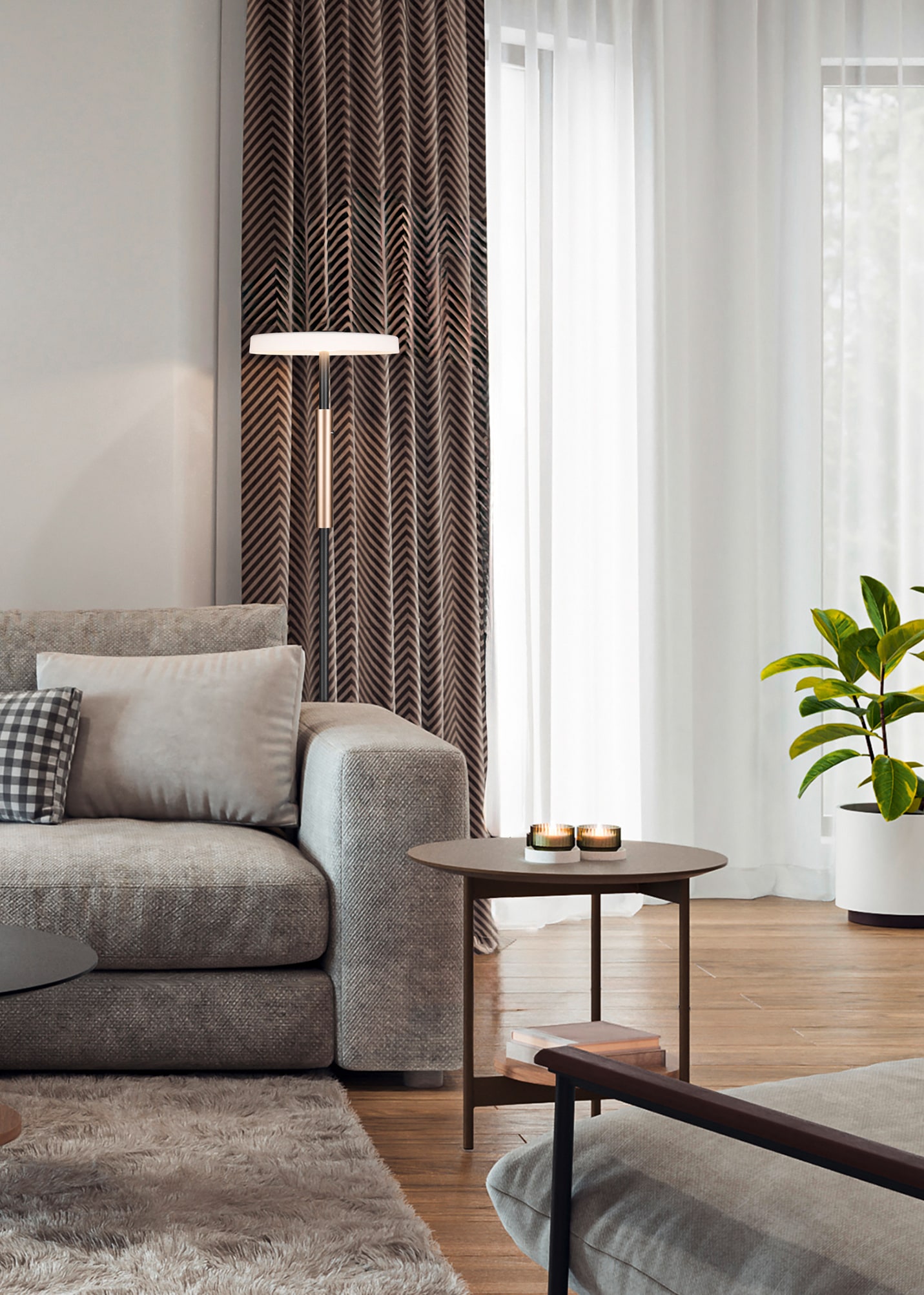 TRIO Leuchten LED Stehlampe »CELESTE, LED Stehleuchte mit 4-Stufen Touchdimmer 15W warmweiß 3000K«, 1 flammig, Leuchtmittel LED-Board | LED fest integriert, 1750 Lumen Höhe 160cm, Stehlampe mit Glasschirm Ø 33cm, Memoryfunktion