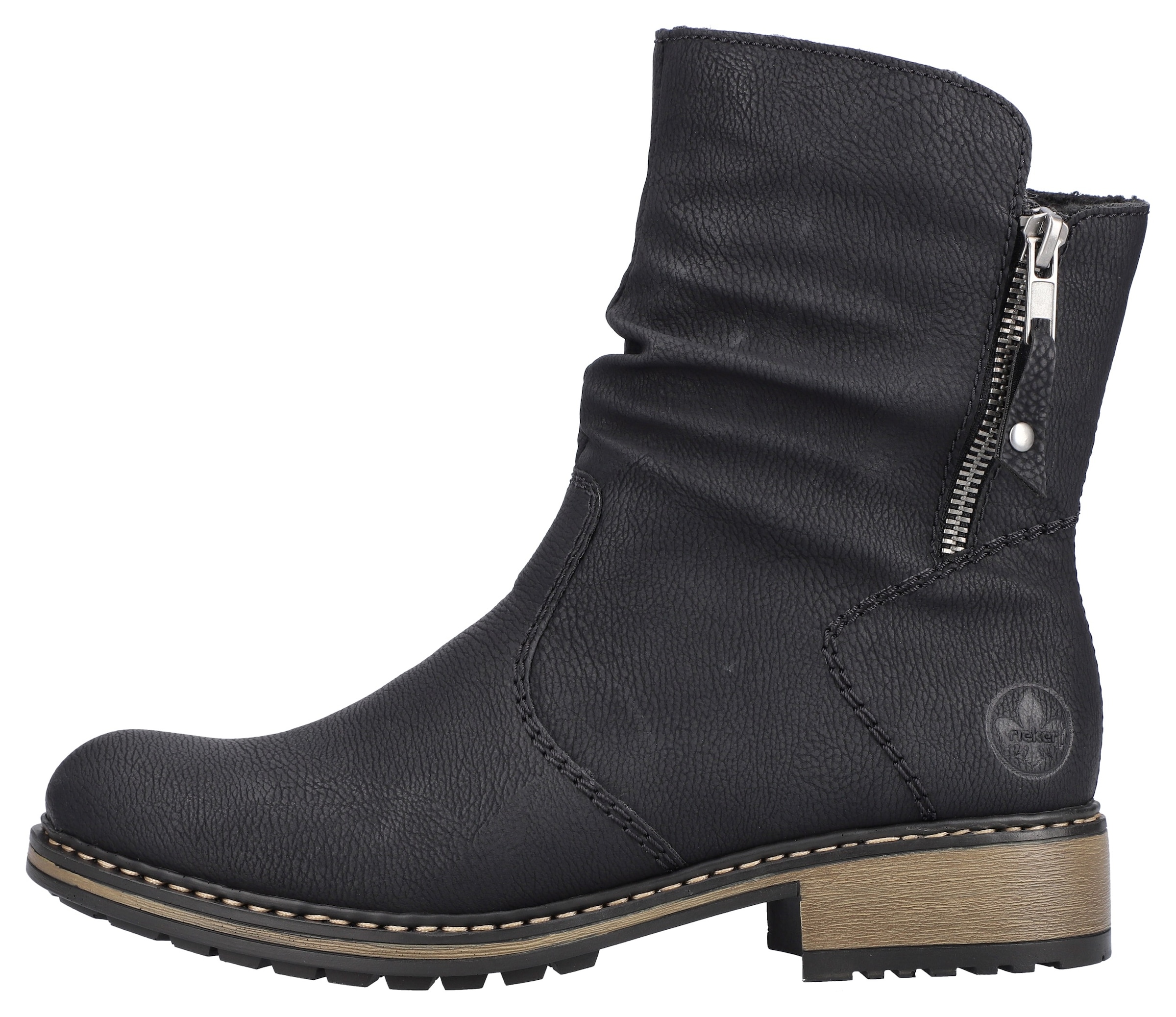 Rieker Winterstiefelette, Winterboots, slouchy Schaft, Blockabsatz in schmaler Form