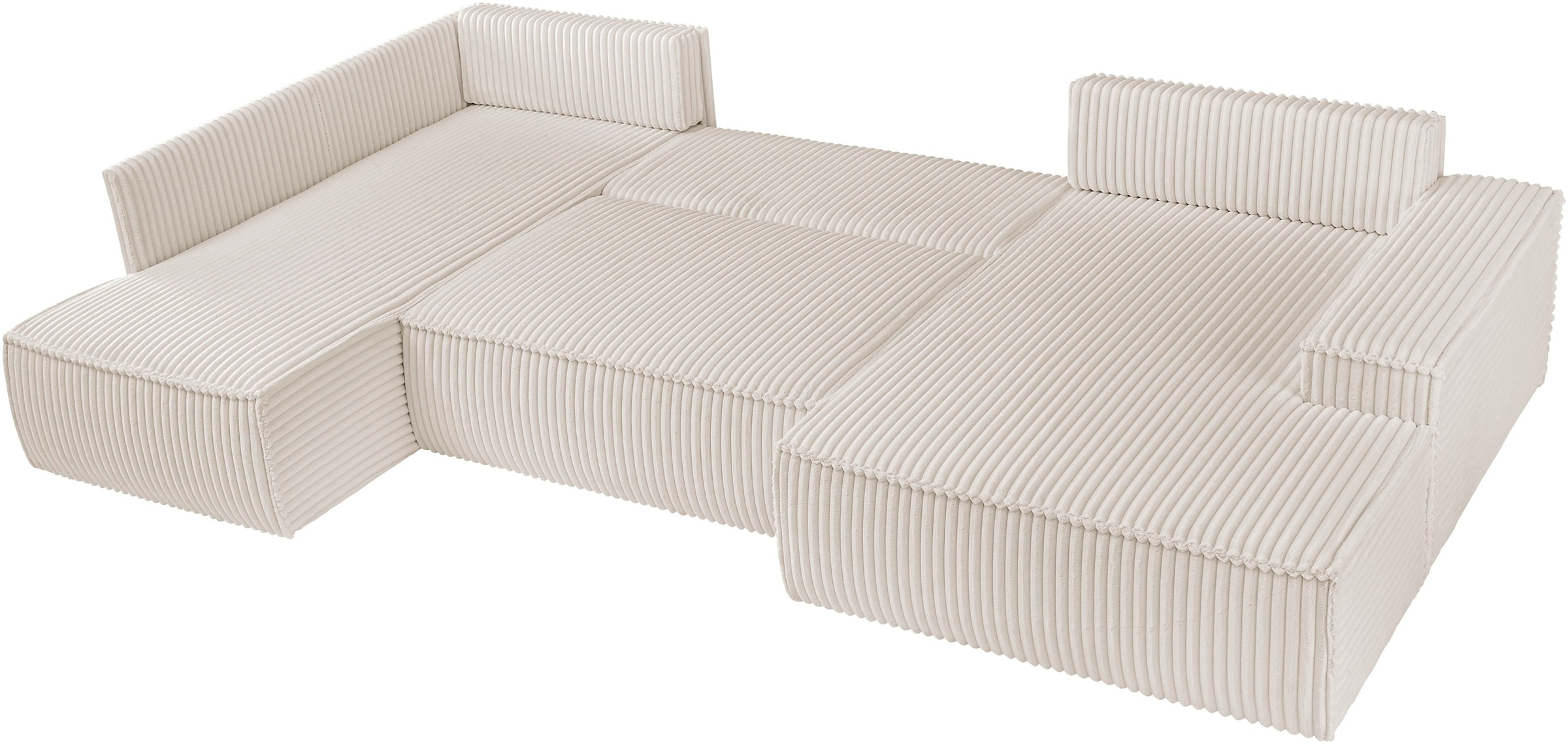 andas Wohnlandschaft »FINNLEY U-Form XXL 329 cm, Schlafsofa, Schlaffunktion m. Bettkasten«, (194/139 cm), Bouclé, Struktur und Cord