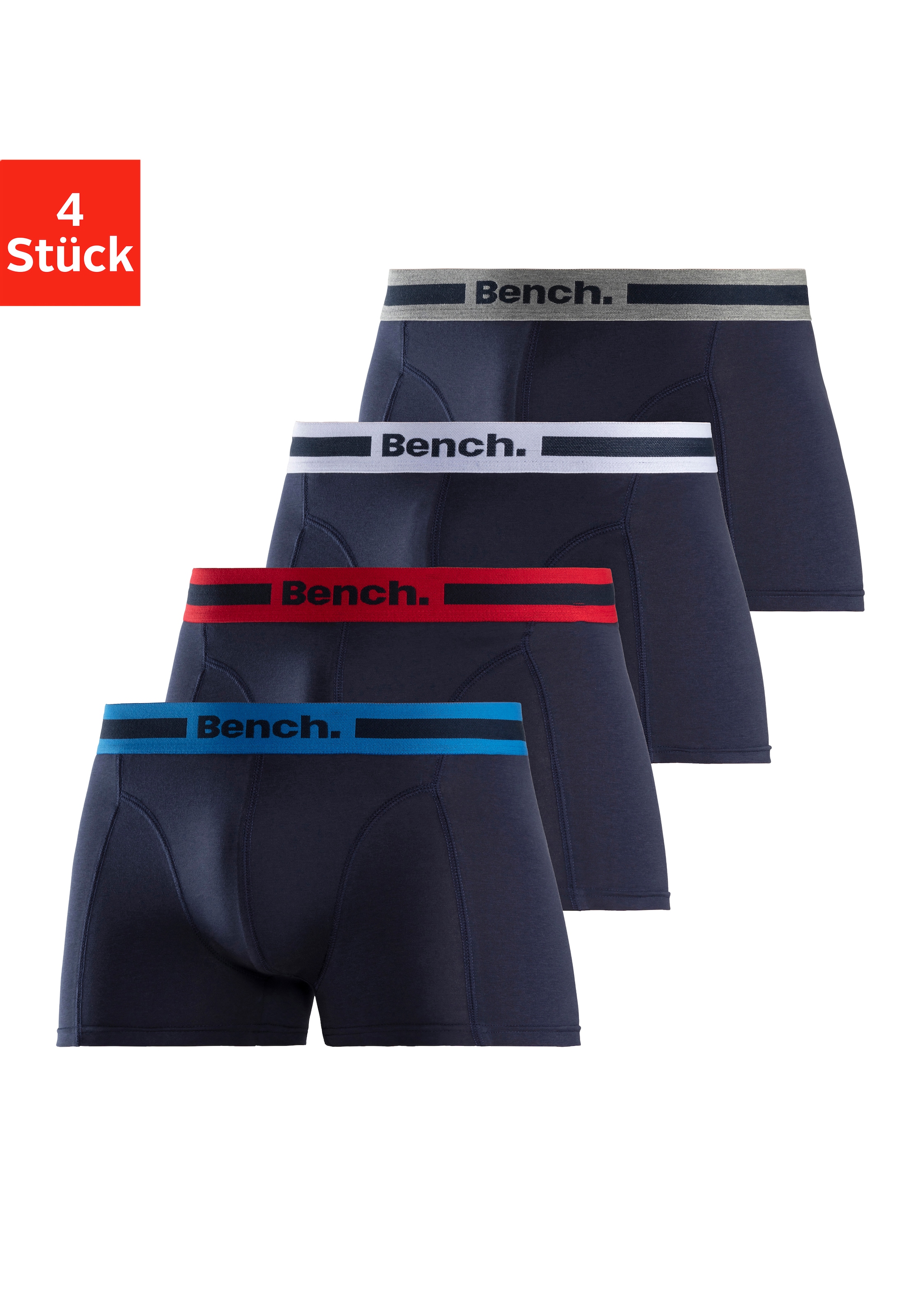 Bench. Boxer »Boxershorts für Herren«, (Packung, 4 St.), mit Overlock-Nähten vorn