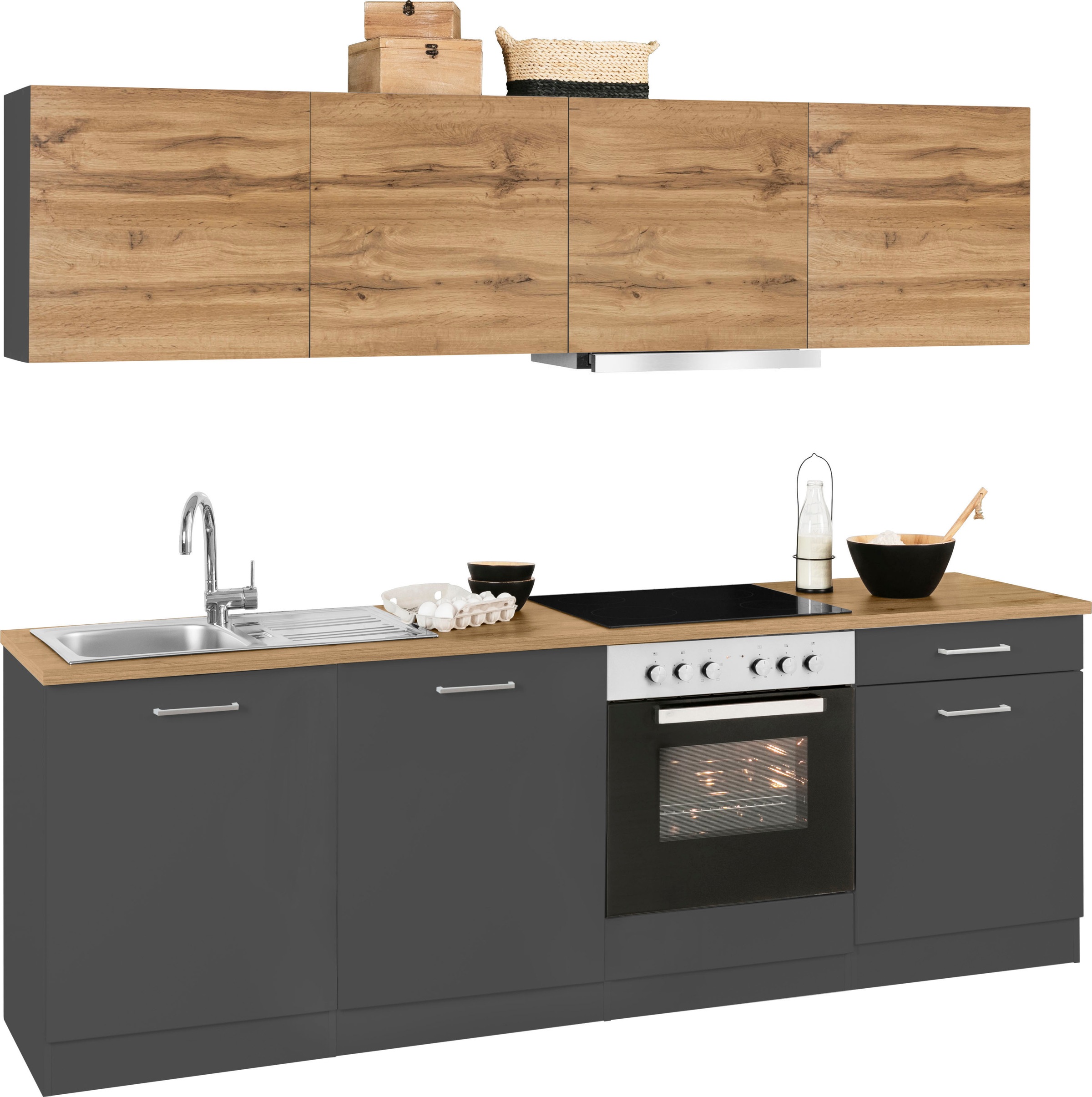 KOCHSTATION Küchenzeile »KS-Kehl«, mit E-Geräten, Breite 240 cm