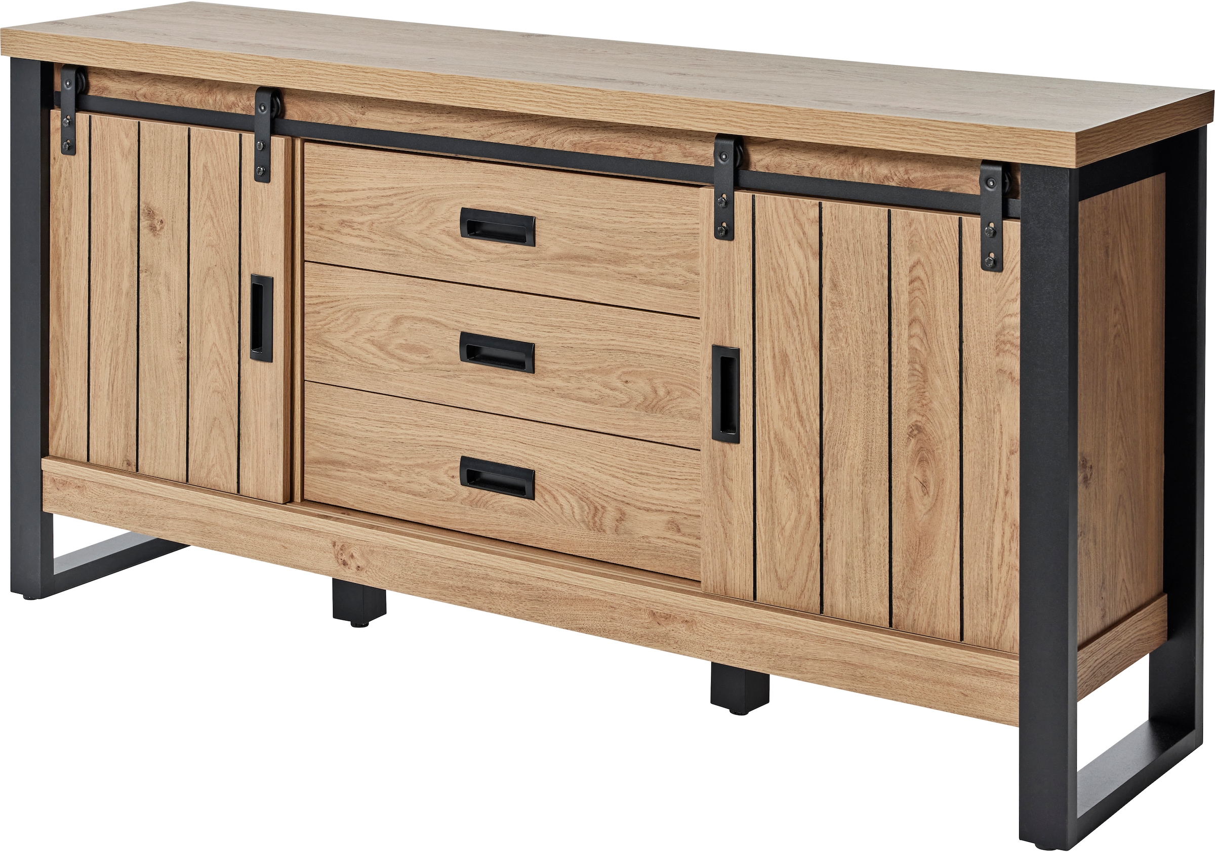 Jahnke Sideboard »SLIDE SBS 150«, (1 St.), Sideboard mit 2 Schiebetüren, Metallgestell, Breite ca. 150cm