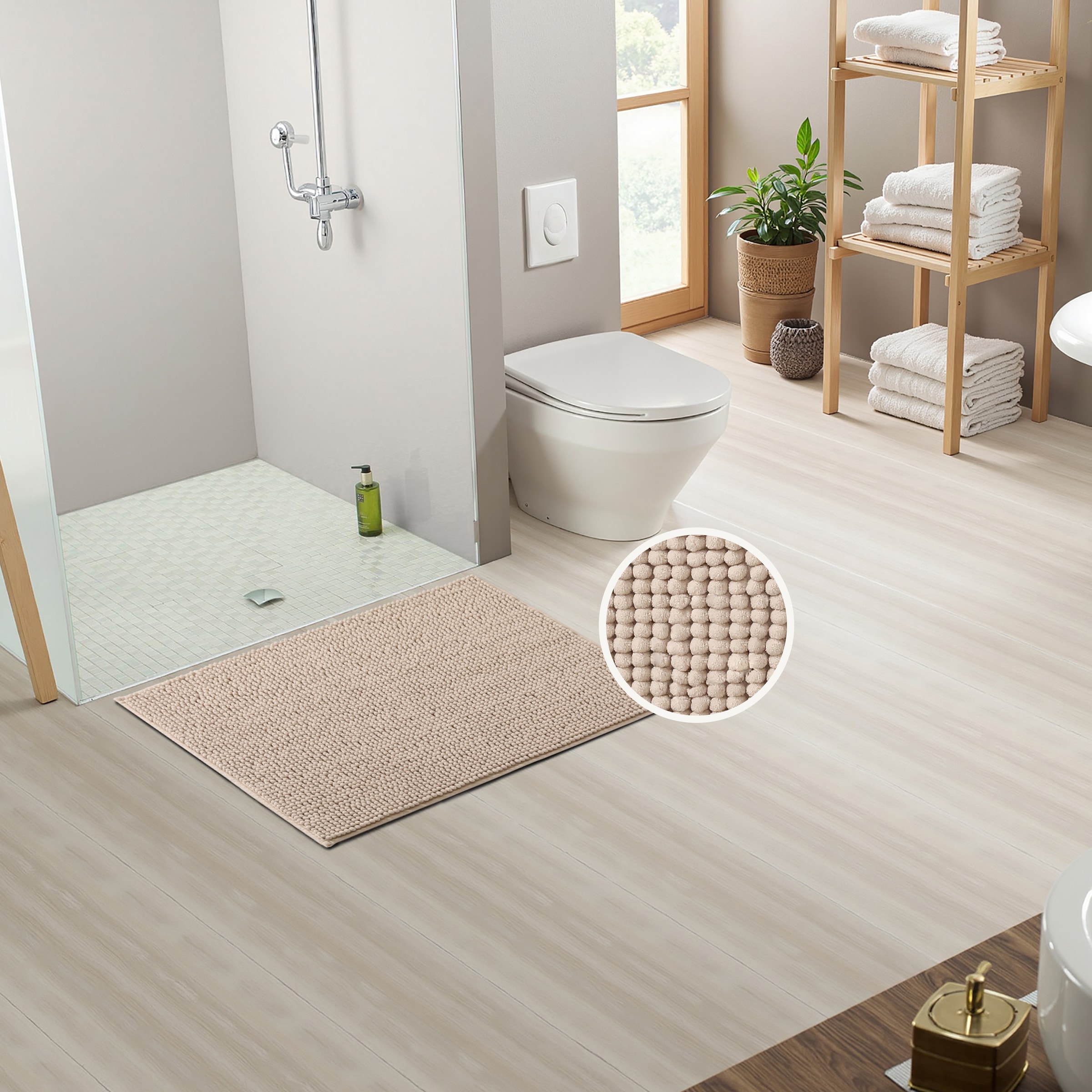 my home Badematte »Vanessa Chenille, Badvorleger, Badezimmer Teppich, Duschvorleger«, beidseitig nutzbar-strapazierfähig-fußbodenheizungsgeeignet-schnell trocknend, Uni Farben, besonders weich