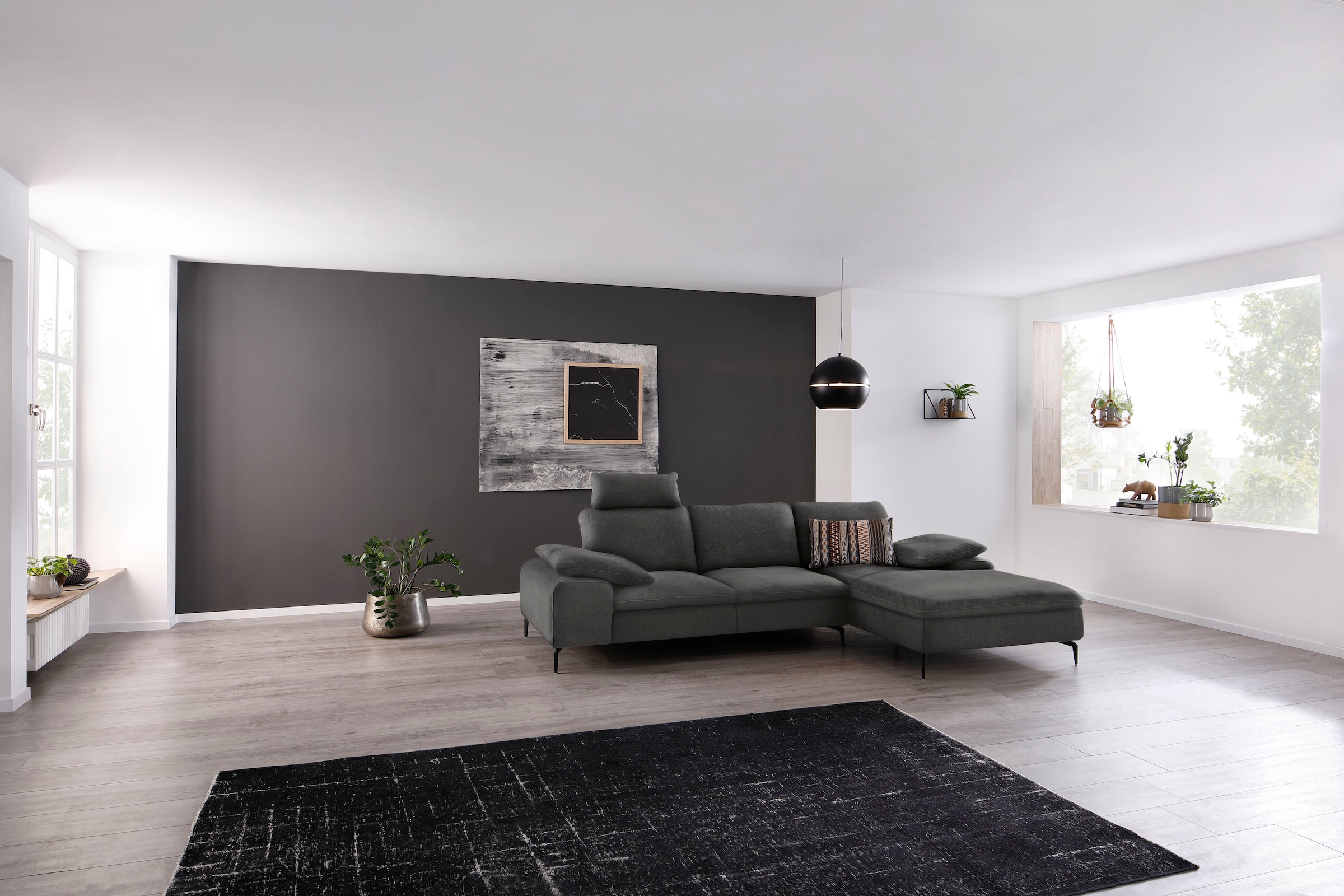 W.SCHILLIG Ecksofa »valentinoo, Designsofa, bequem, elegant und zeitlos, L-Form« inklusive Hocker, mit Sitztiefenverstellung, Breite 299 cm