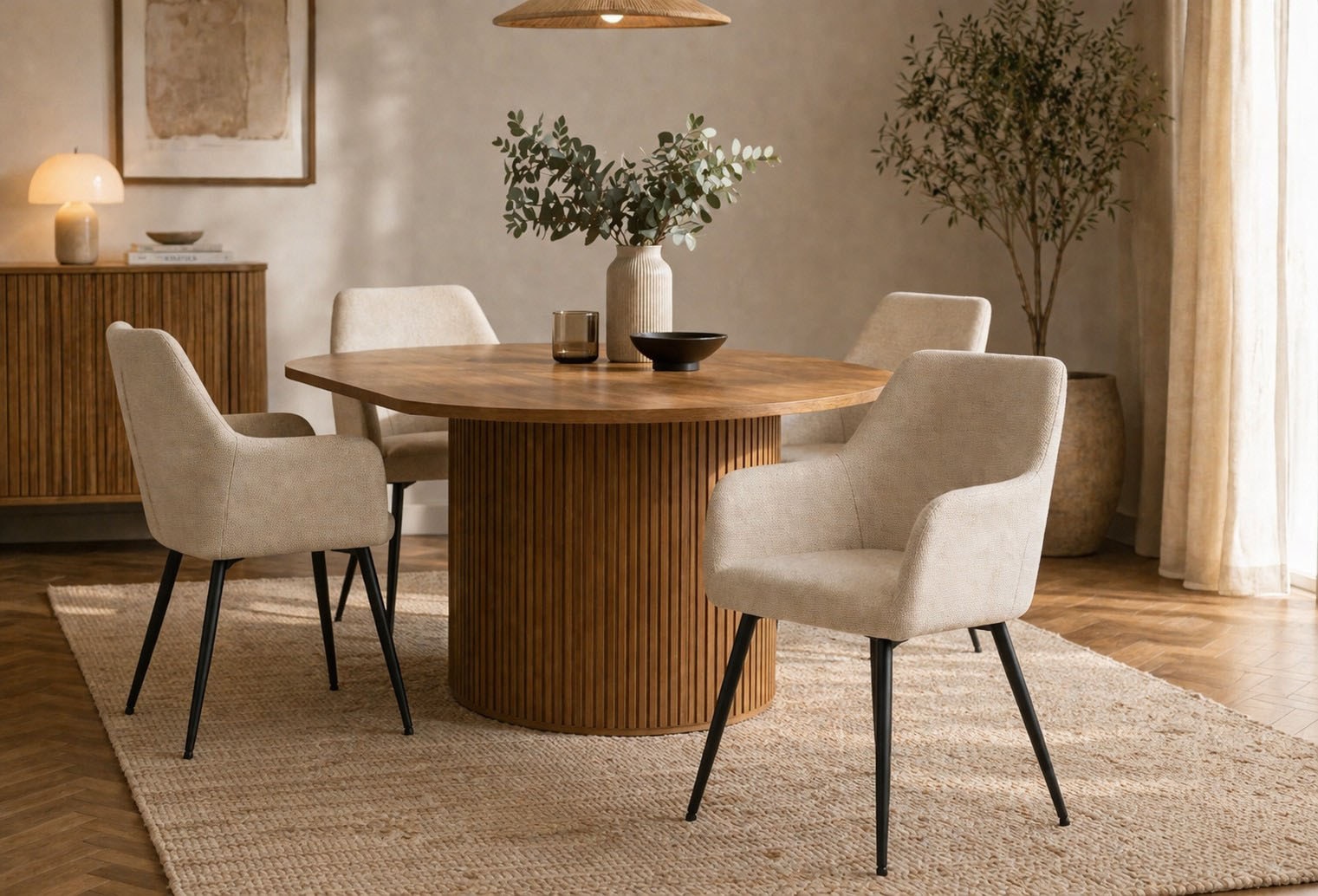 ACTONA GROUP Esszimmerstuhl »Glenda 2er Set, Stoff - mit Armlehne & gepolstert in mehreren Farben« () Bequemer Stuhl im skandinavischen Design & modernem Look
